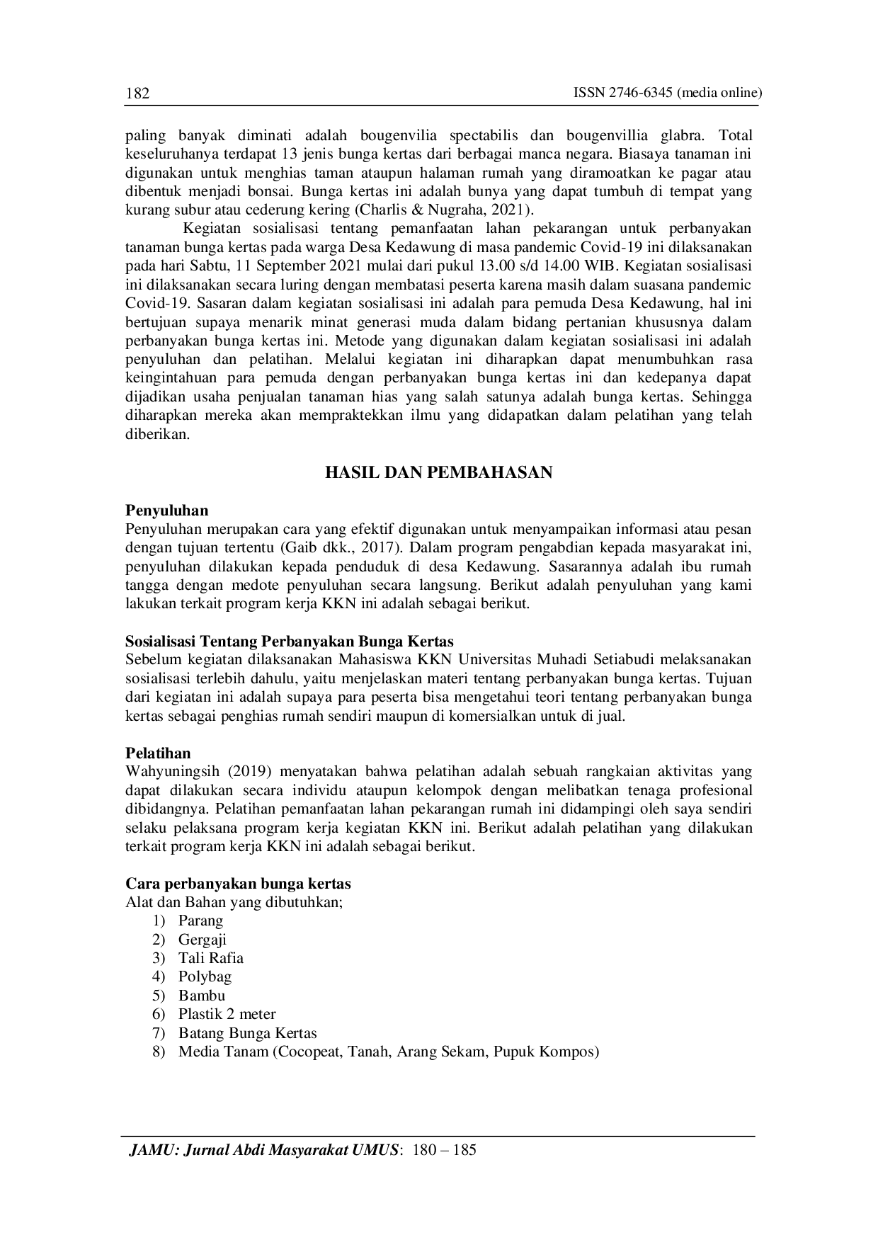 juris Perbanyakan Tanaman Stek Bunga Kertas untuk Pemanfaatan Lahan Pekarangan di Era New Normal