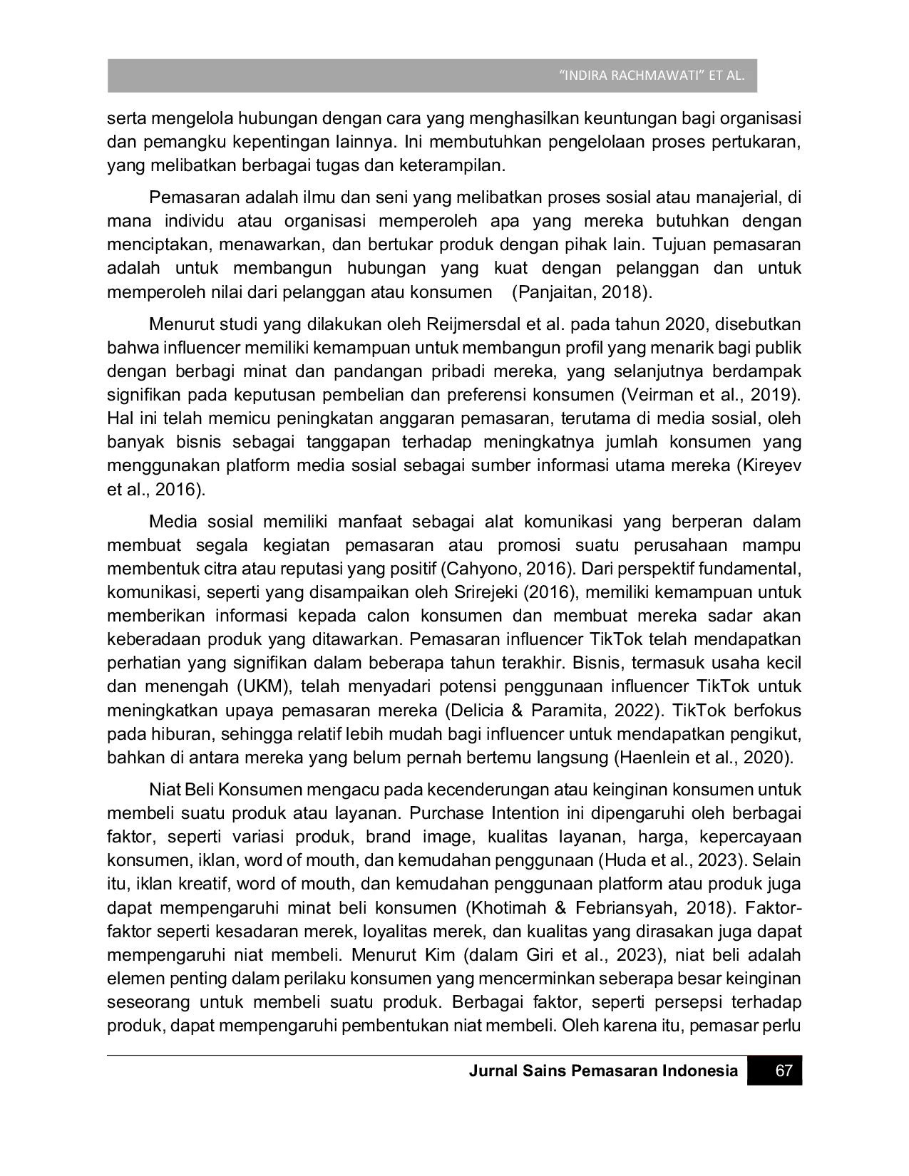 JURIS Pengaruh Social Media Influencer terhadap Brand Loyalty Tiktok dengan Purchase Intention sebagai Mediasi pada Generasi Z di Indonesia