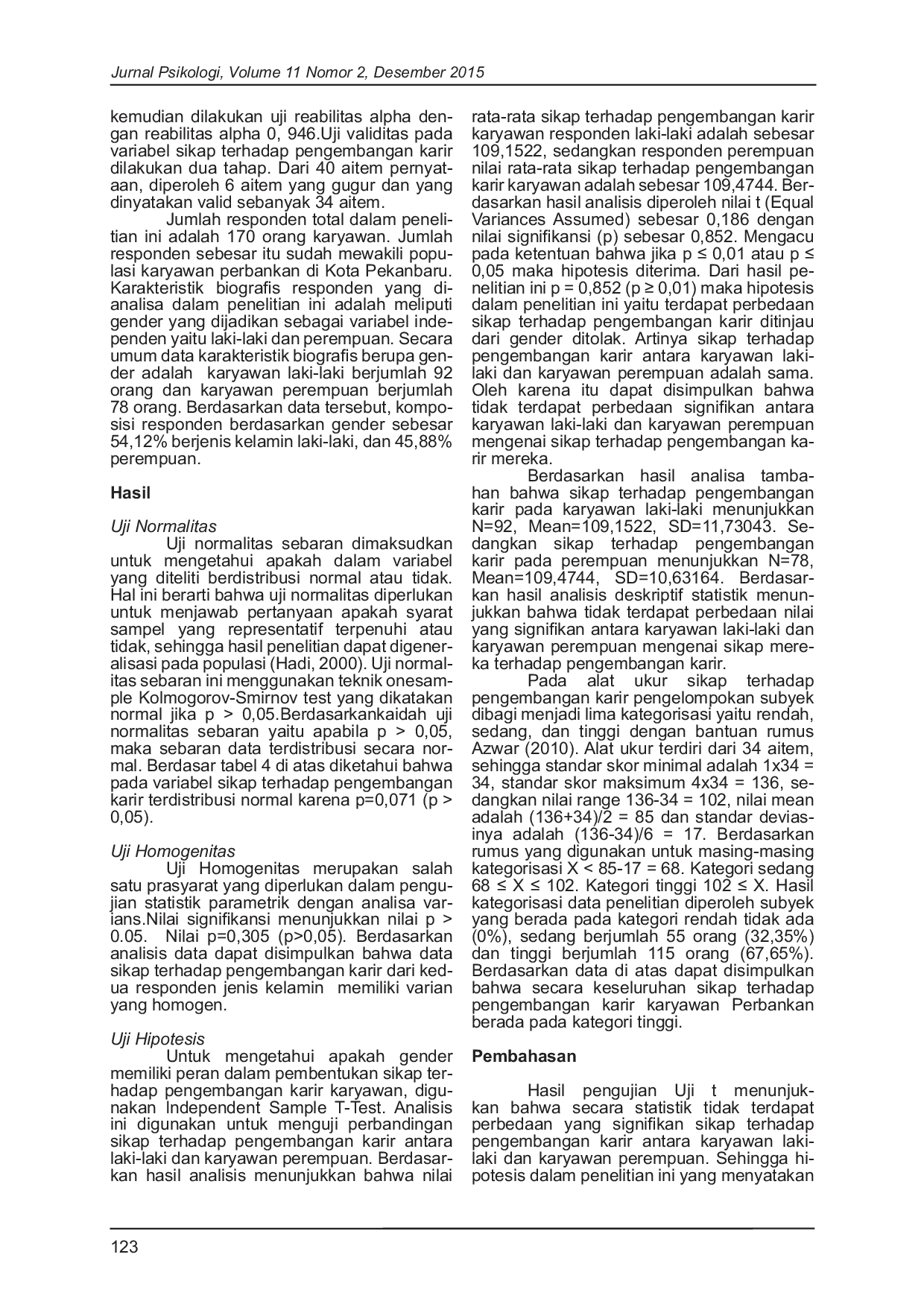 JURIS Sikap Terhadap Pengembangan Karir Ditinjau dari Gender