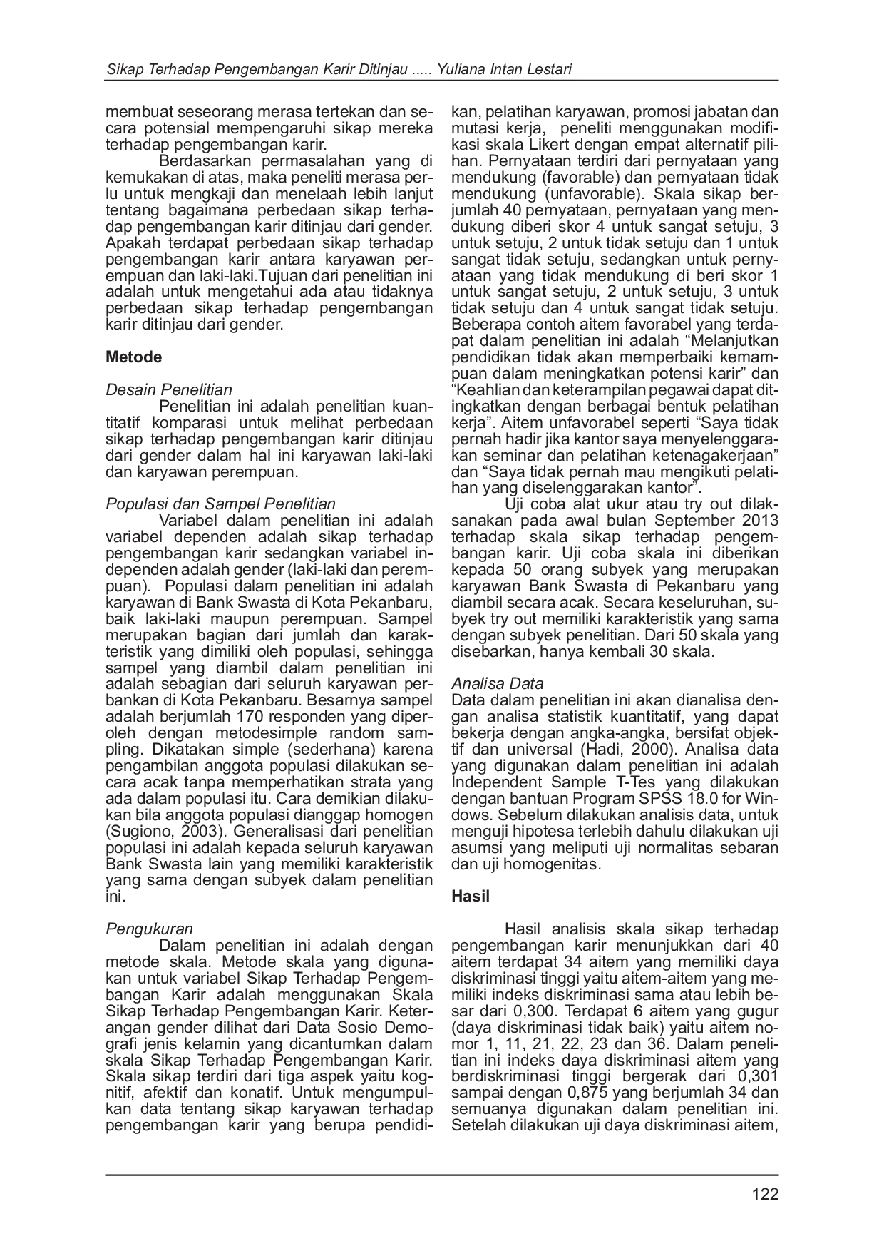 JURIS Sikap Terhadap Pengembangan Karir Ditinjau dari Gender