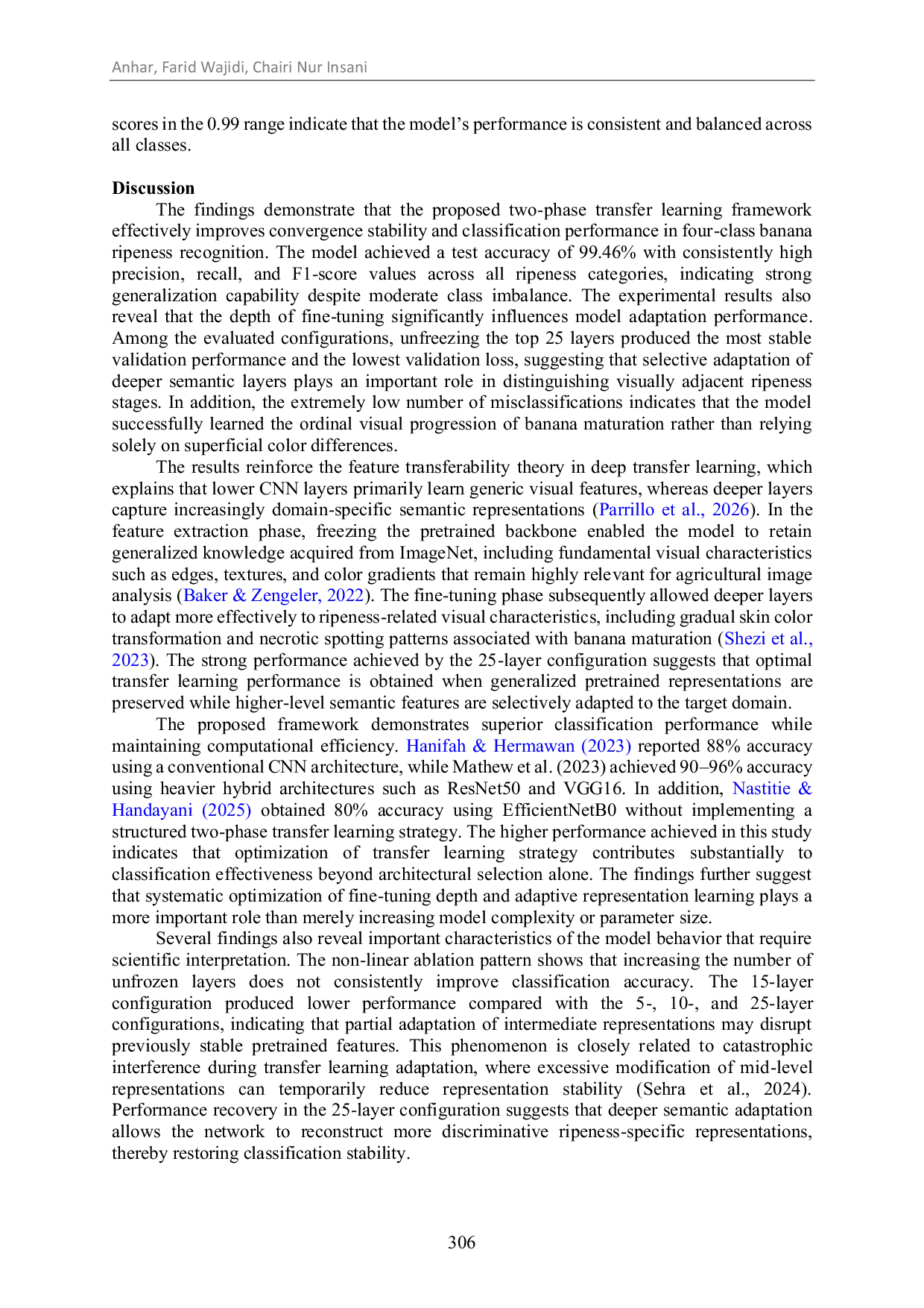JURIS Two Stage Transfer Learning with EfficientNetB0 for Four Class Banana Ripeness Classification