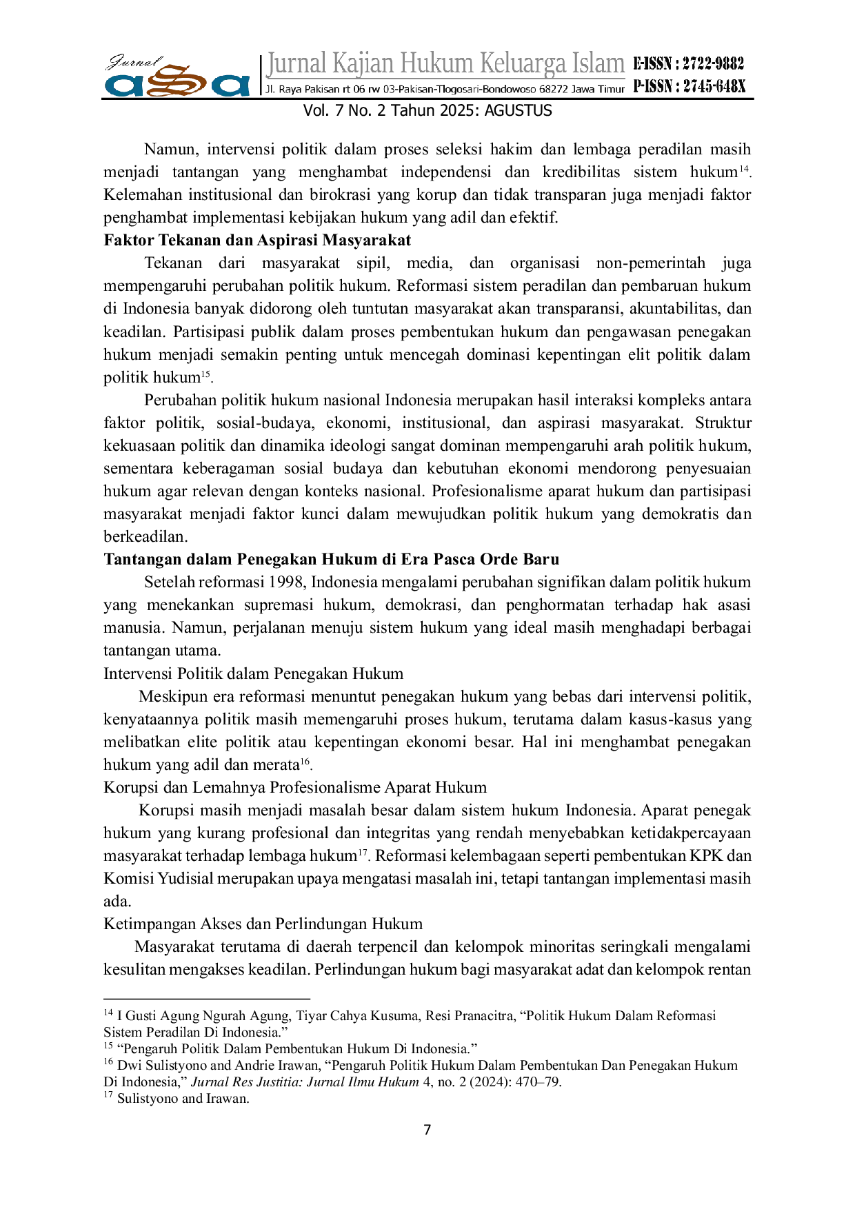 JURIS Evolusi Politik Hukum Nasional Dari Masa Kolonial Hindia Belanda Hingga Era Pasca Mode Baru