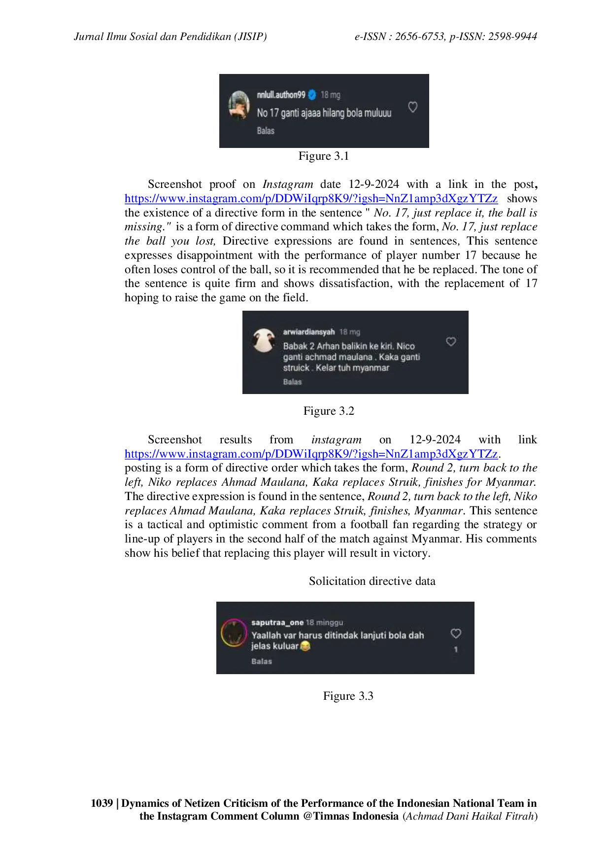 JURIS Dynamics of Netizen Criticism of the Performance of the Indonesian National Team in the Instagram Comment Column Timnas Indonesia