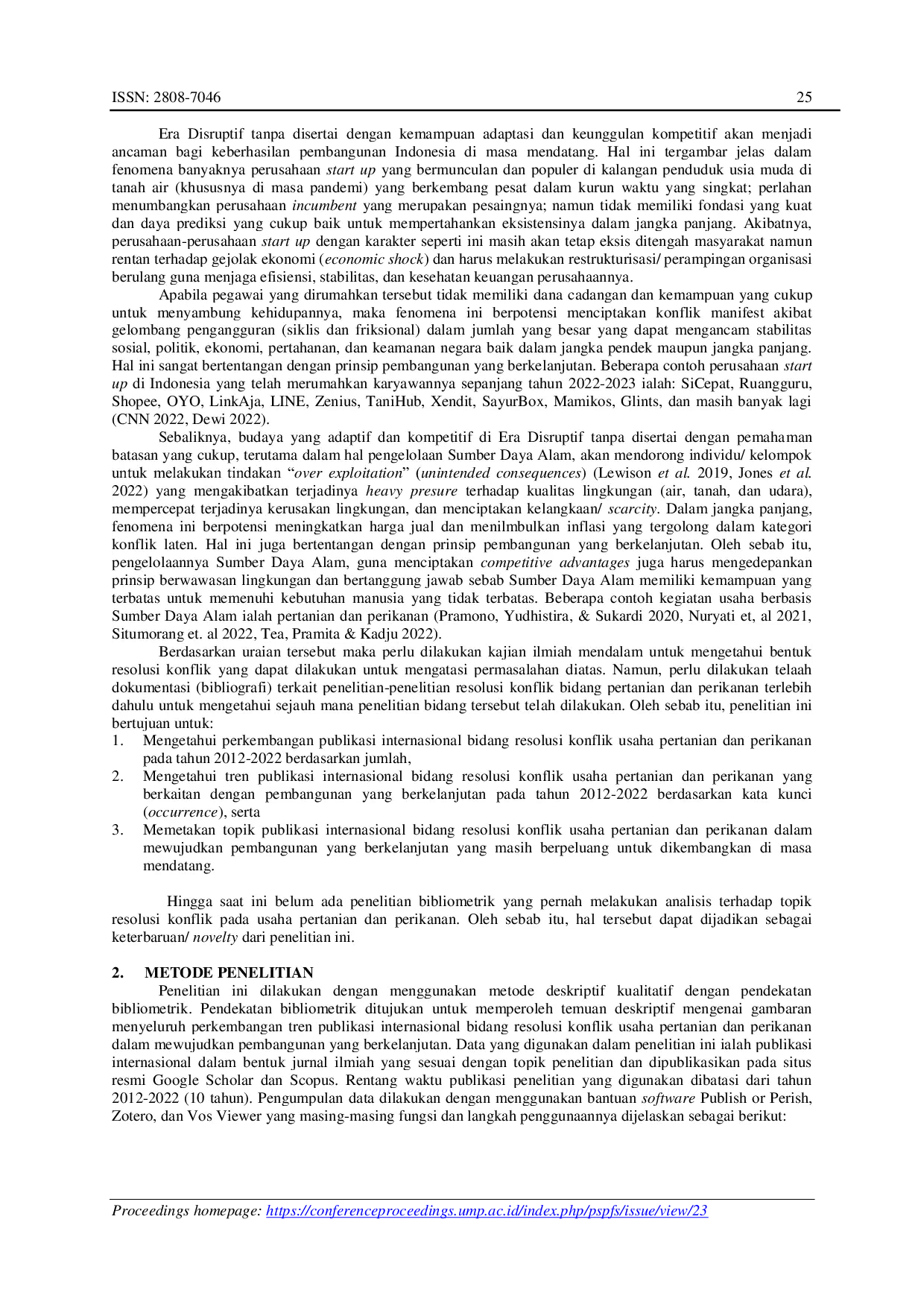 JURIS Analisis Bibliometrik Tren Riset Bidang Resolusi Konflik Usaha Pertanian dan Perikanan dalam Mewujudkan Pembangunan yang Berkelanjutan di Era Disruptif