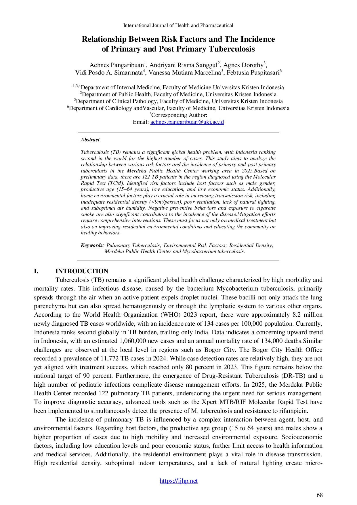 JURIS Relationship Between Risk Factors and The Incidence of Primary and Post Primary Tuberculosis