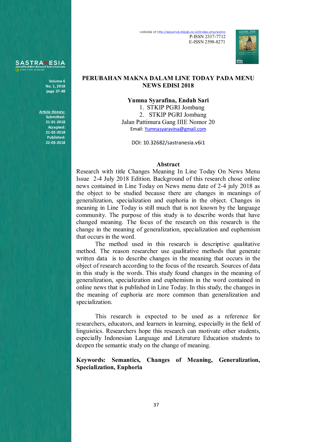 JURIS Perubahan Makna Dalam Line Today Pada Menu News Edisi 2018