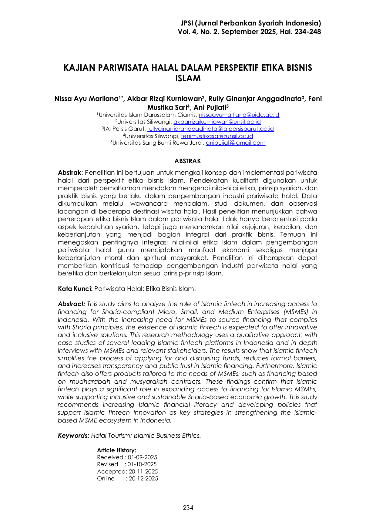 JURIS Kajian Pariwisata Halal dalam Perspektif Etika Bisnis Islam