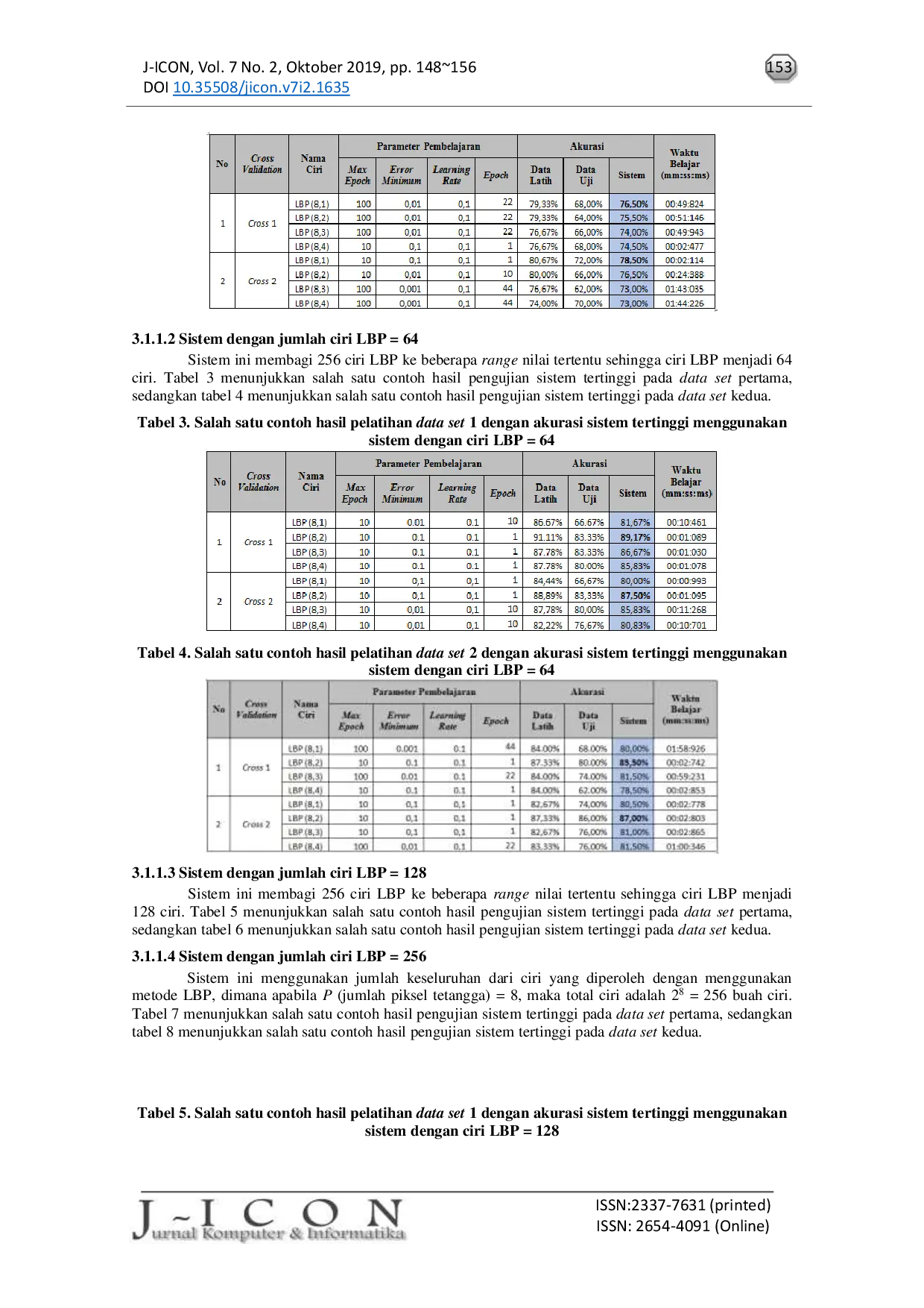JURIS Pengenalan Pola Sidik Jari dengan Metode Local Binary Pattern dan Learning Vector Quantization