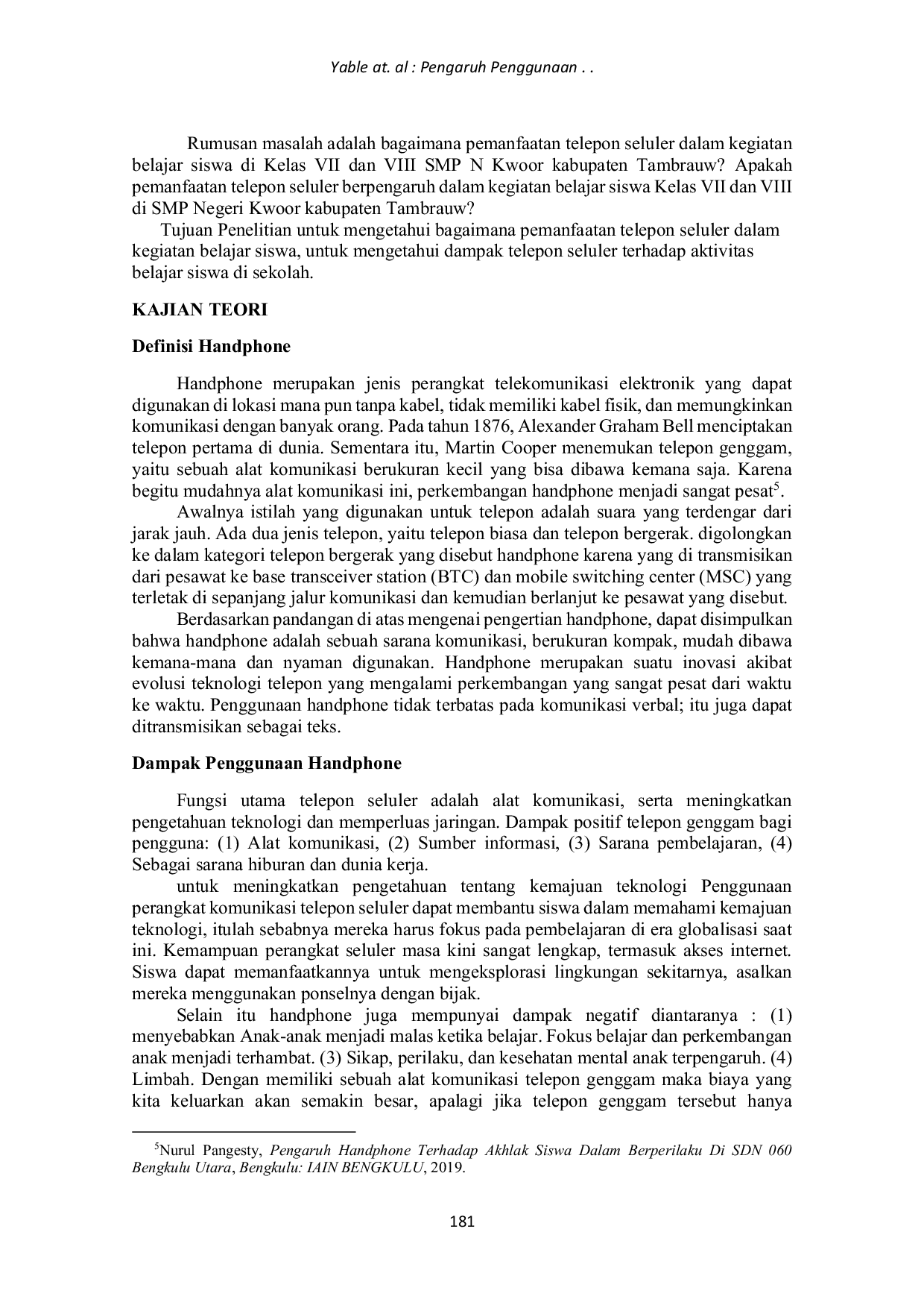 JURIS The Influence of Mobile Phone Technology Use on Student Learning