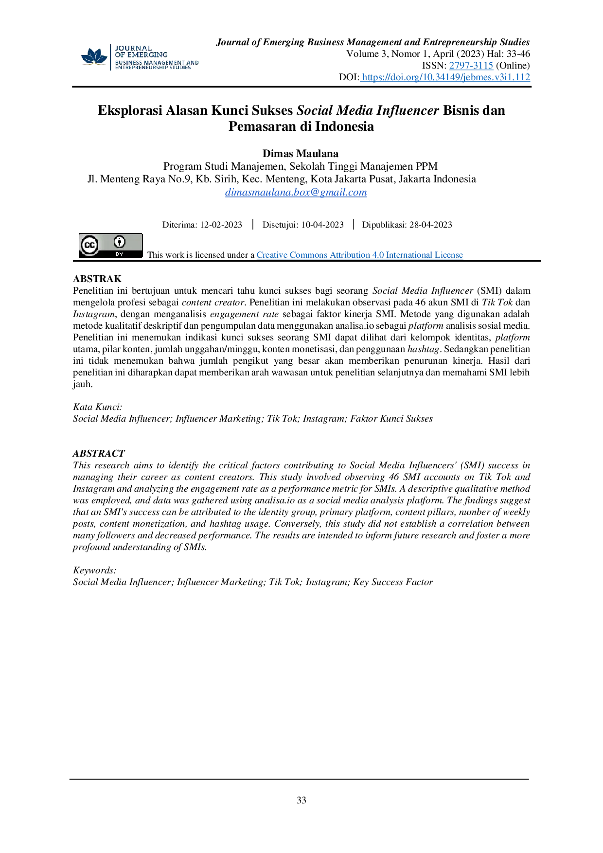 JURIS Eksplorasi Alasan Kunci Sukses Social Media Influencer Bisnis dan Pemasaran di Indonesia