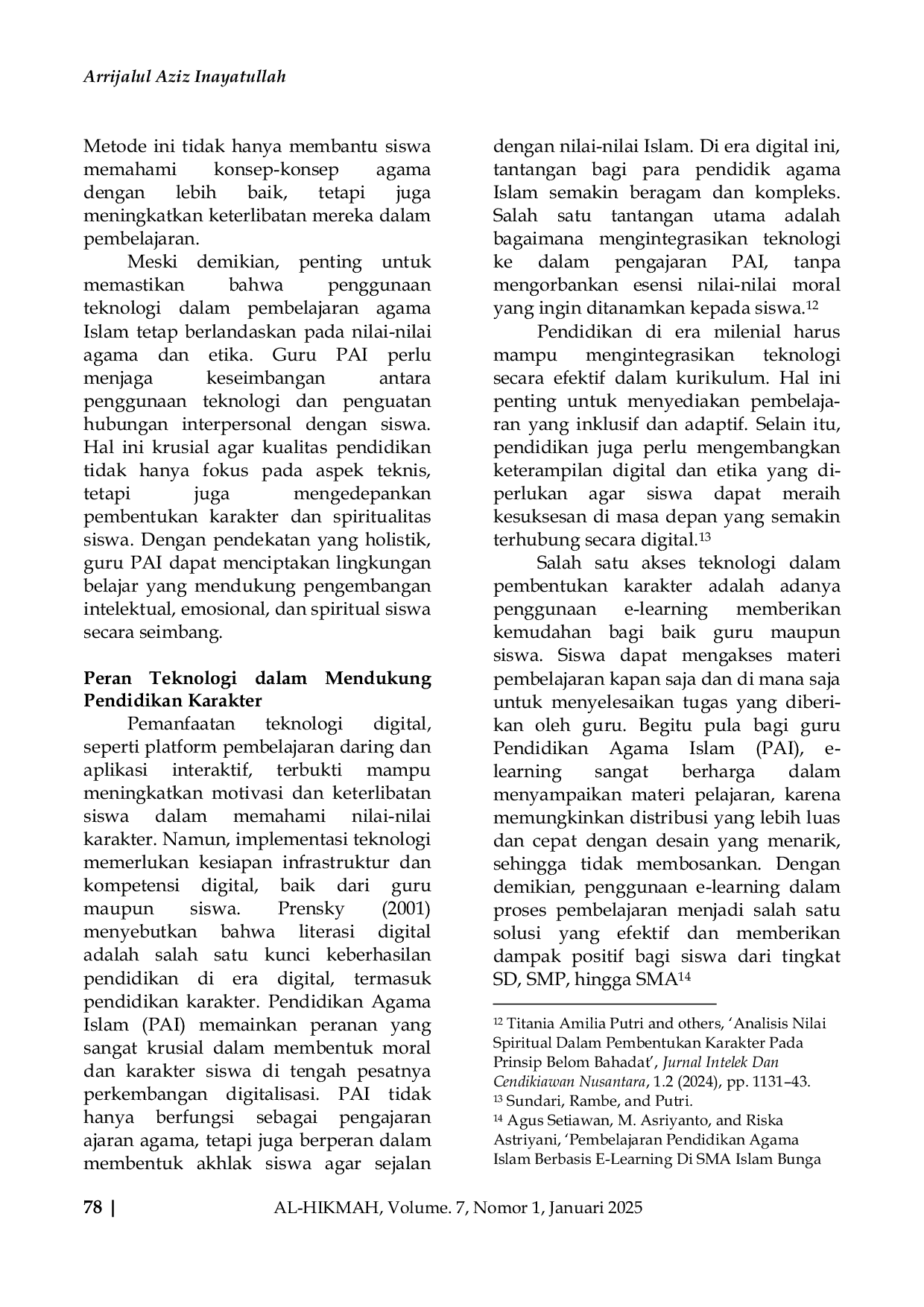 JURIS Implementasi Pendidikan Karakter Melalui Pembelajaran Pai Dalam Menghadapi Tantangan Era Digital