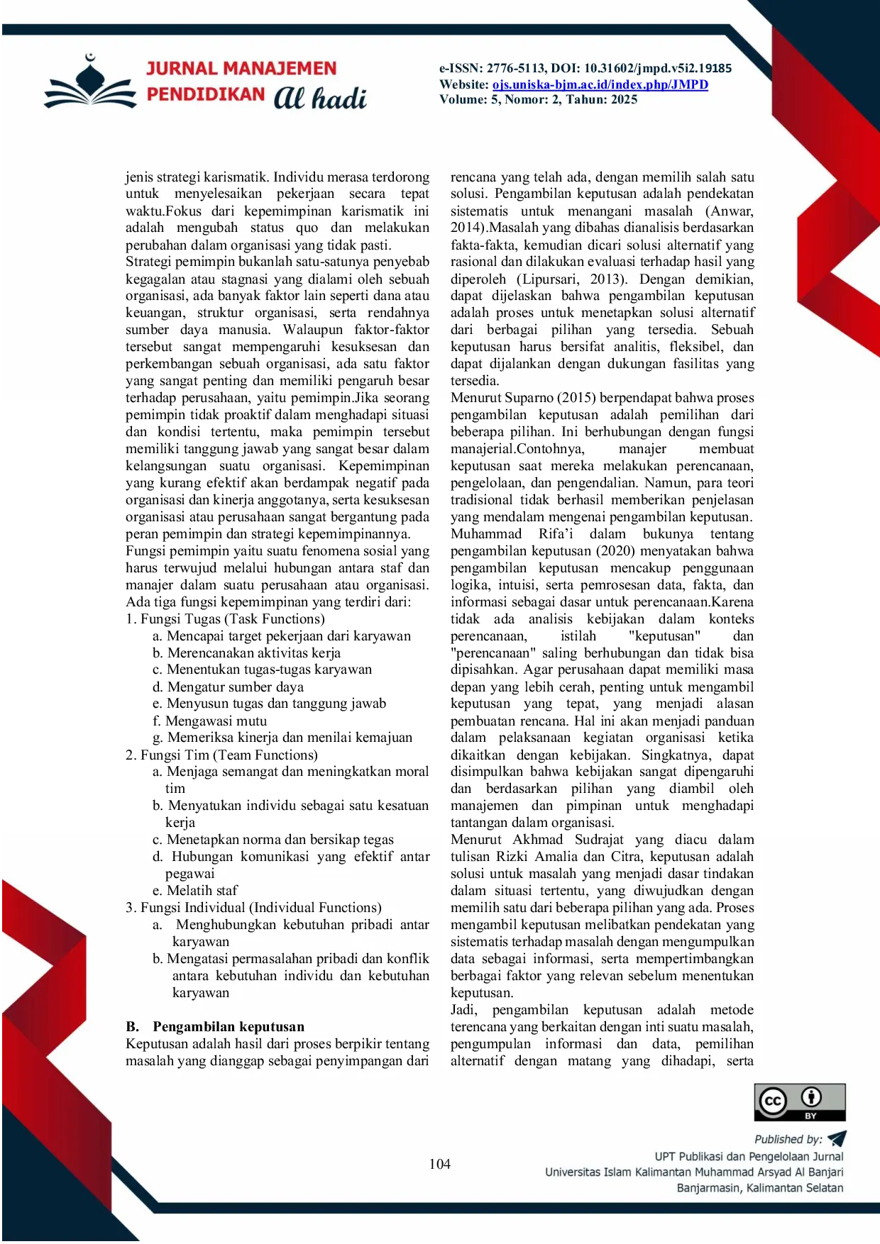 JURIS Strategi Pemimpin Dalam Pengambilan Keputusan Di Organisasi