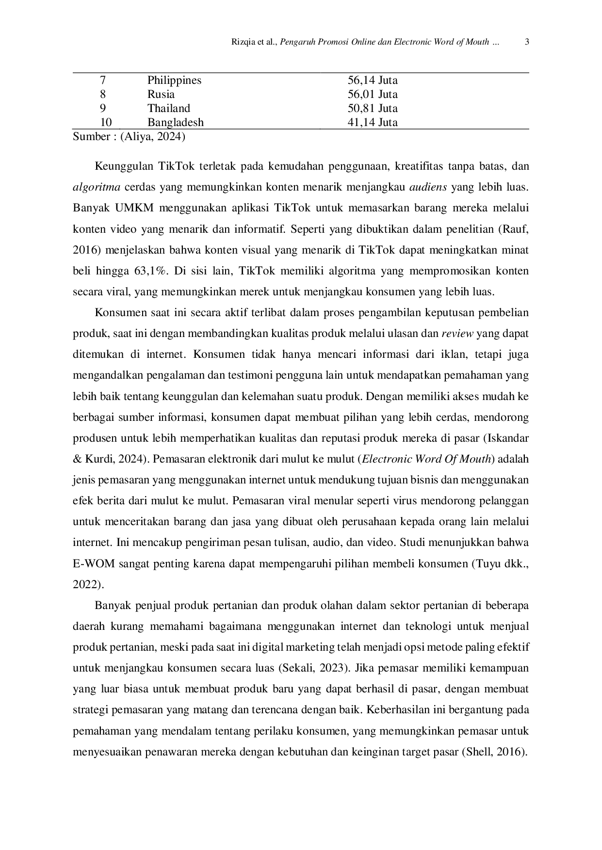 JURIS Pengaruh Promosi Online dan Electronic Word of Mouth di Aplikasi Tiktok Terhadap Keputusan Pembelian Pangan Lokal Olahan Ketan Susu