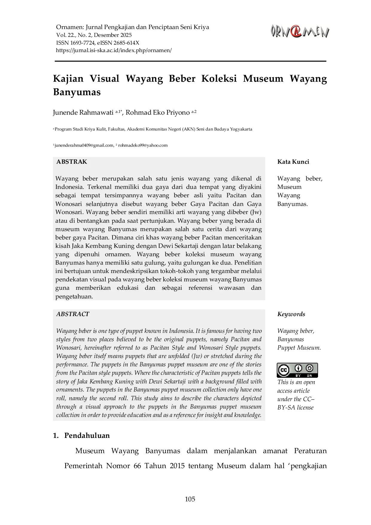 JURIS Kajian Visual Wayang Beber Koleksi Museum Wayang Banyumas