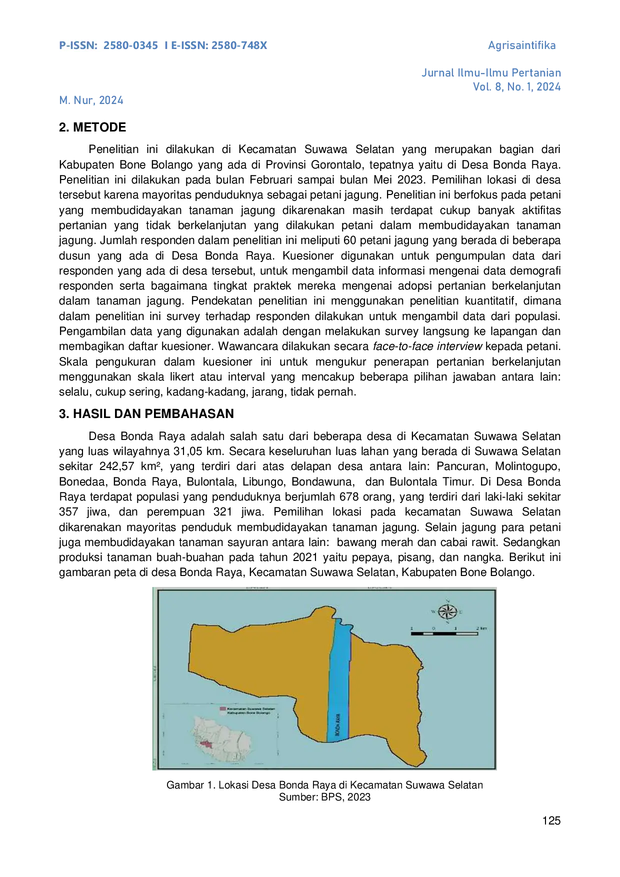 JURIS Praktik Adopsi Pertanian Berkelanjutan di Desa Bonda Raya Kecamatan Suwawa Selatan Kabupaten Bone Bolango Gorontalo