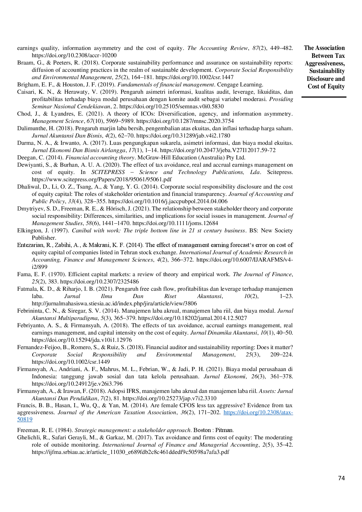 juris The Association Between Tax Aggressiveness Sustainability Disclosure and Cost of Equity