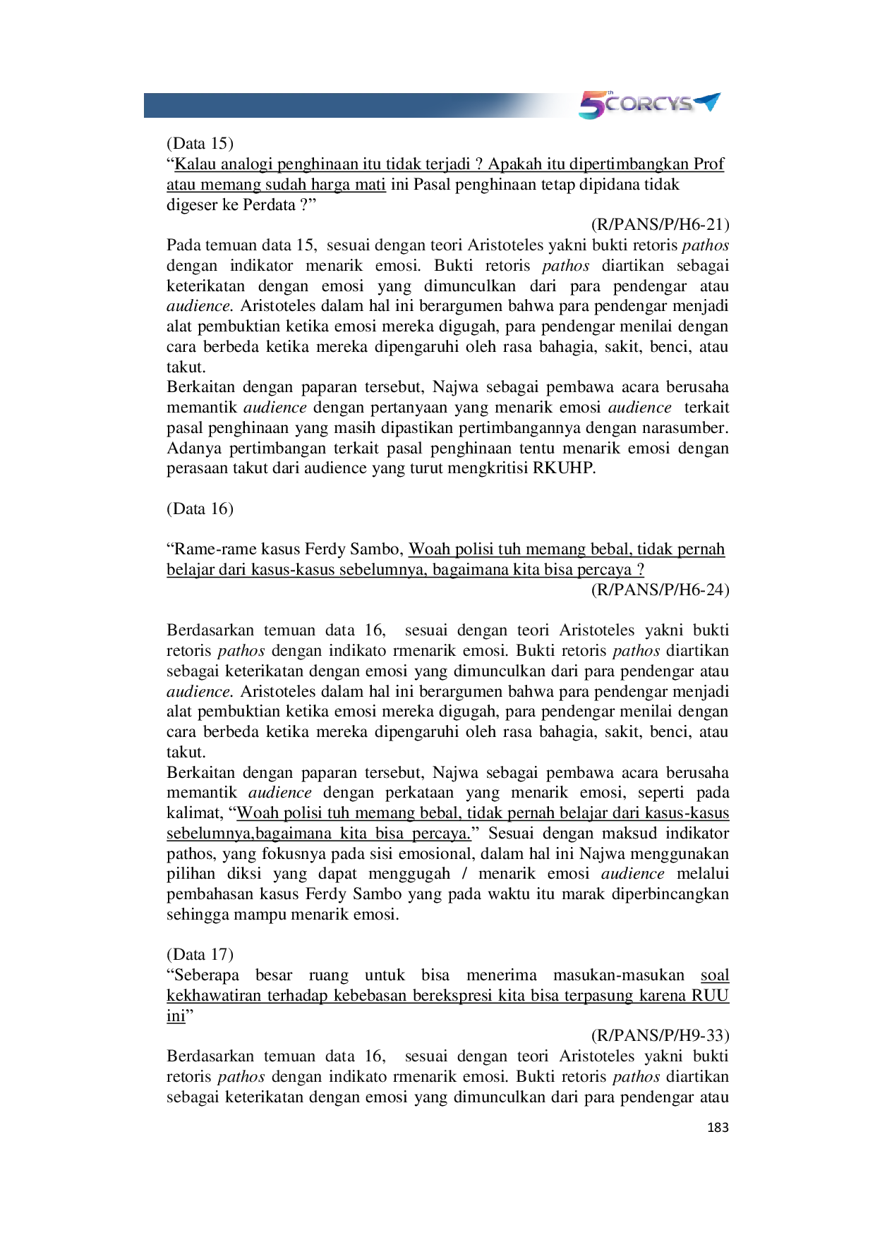 JURIS Retorika Pembawa Acara Najwa Shihab Pada Program Mata Najwa Edisi Debat RKUHP Merdeka Bersuara