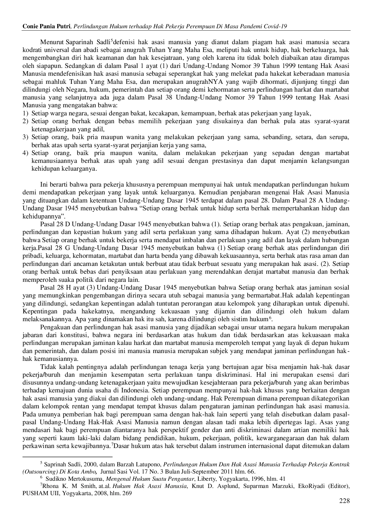 JURIS Perlindungan Hukum terhadap Hak Pekerja Perempuan Di Masa Pandemi Covid 19