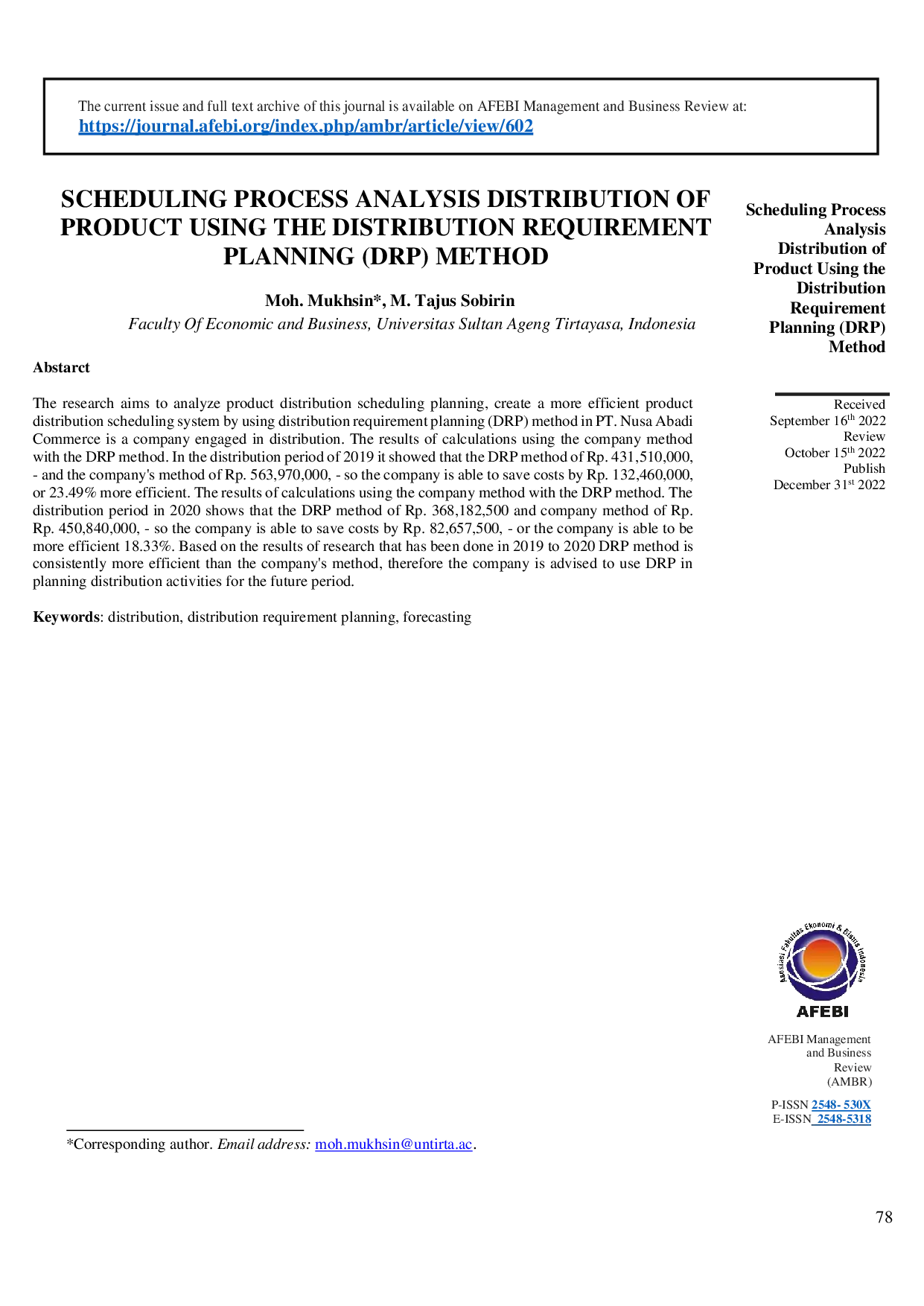 juris Scheduling Process Analysis Distribution of Product Using the Distribution Requirement Planning DRP Method