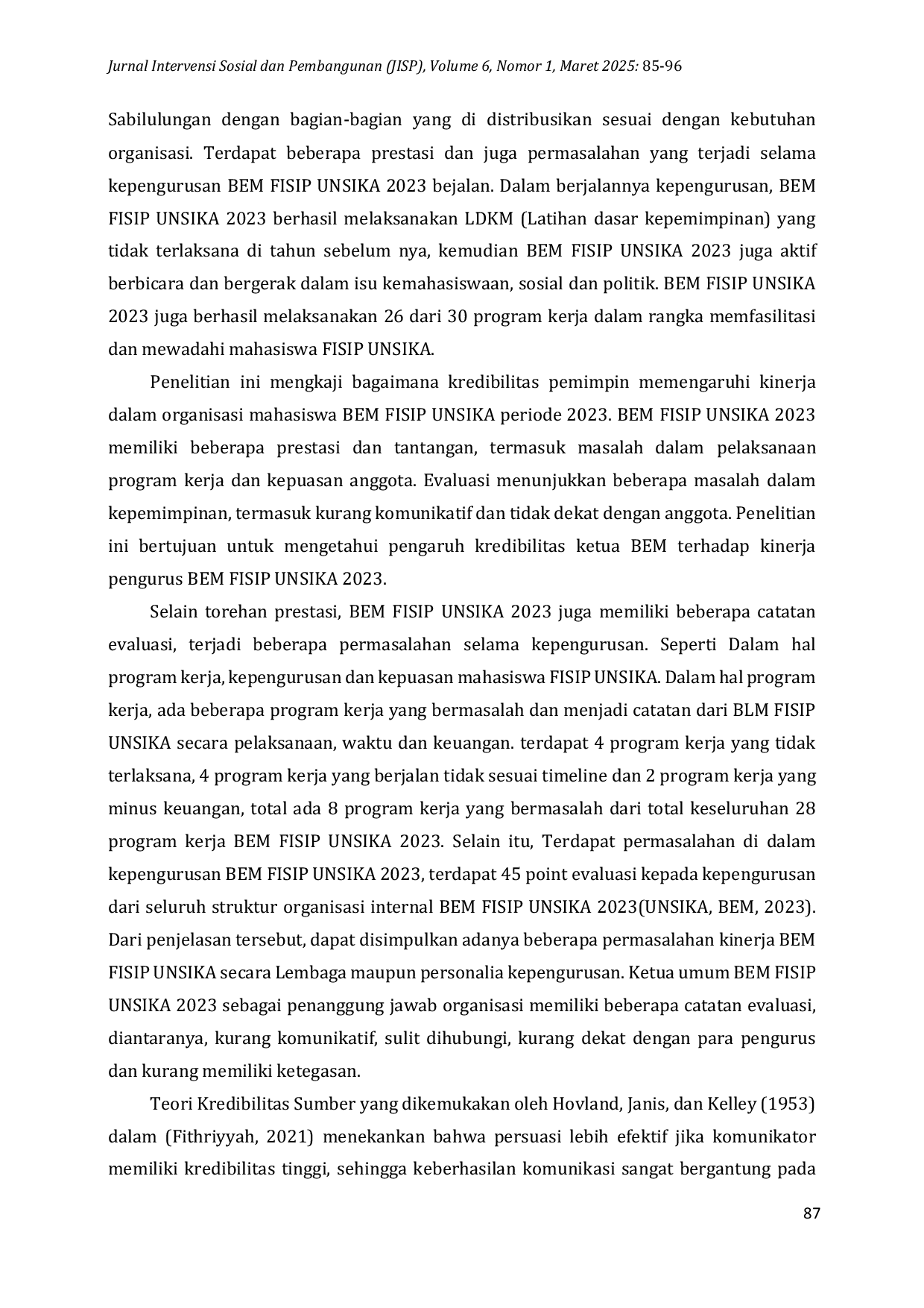 JURIS Kredibilitas sebagai Kontruksi Sosial Komunikasi dalam Mempengaruhi Komunikator pada Organisasi