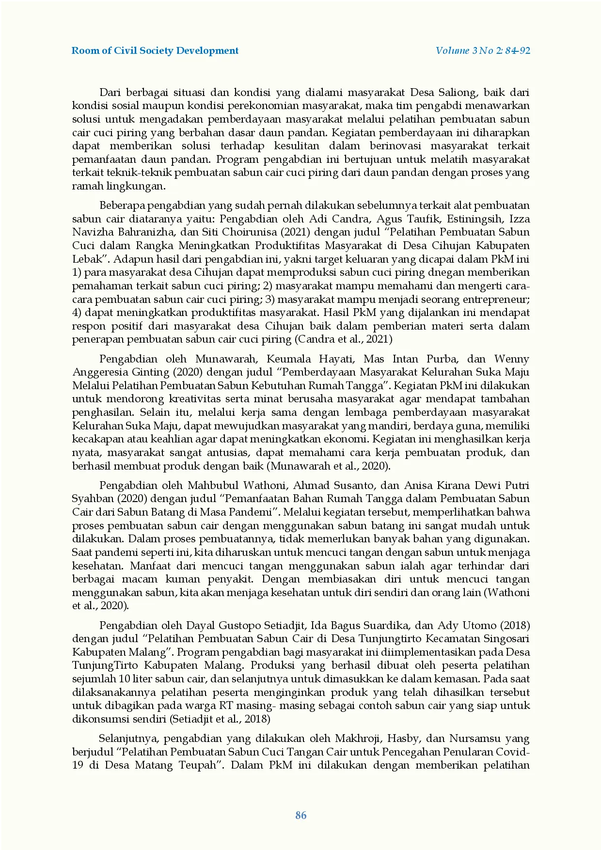 juris Pemberdayaan Masyarakat Desa Saliong Melalui Pelatihan Pembuatan Sabun Cair Cuci Piring Berbahan Dasar Pandan