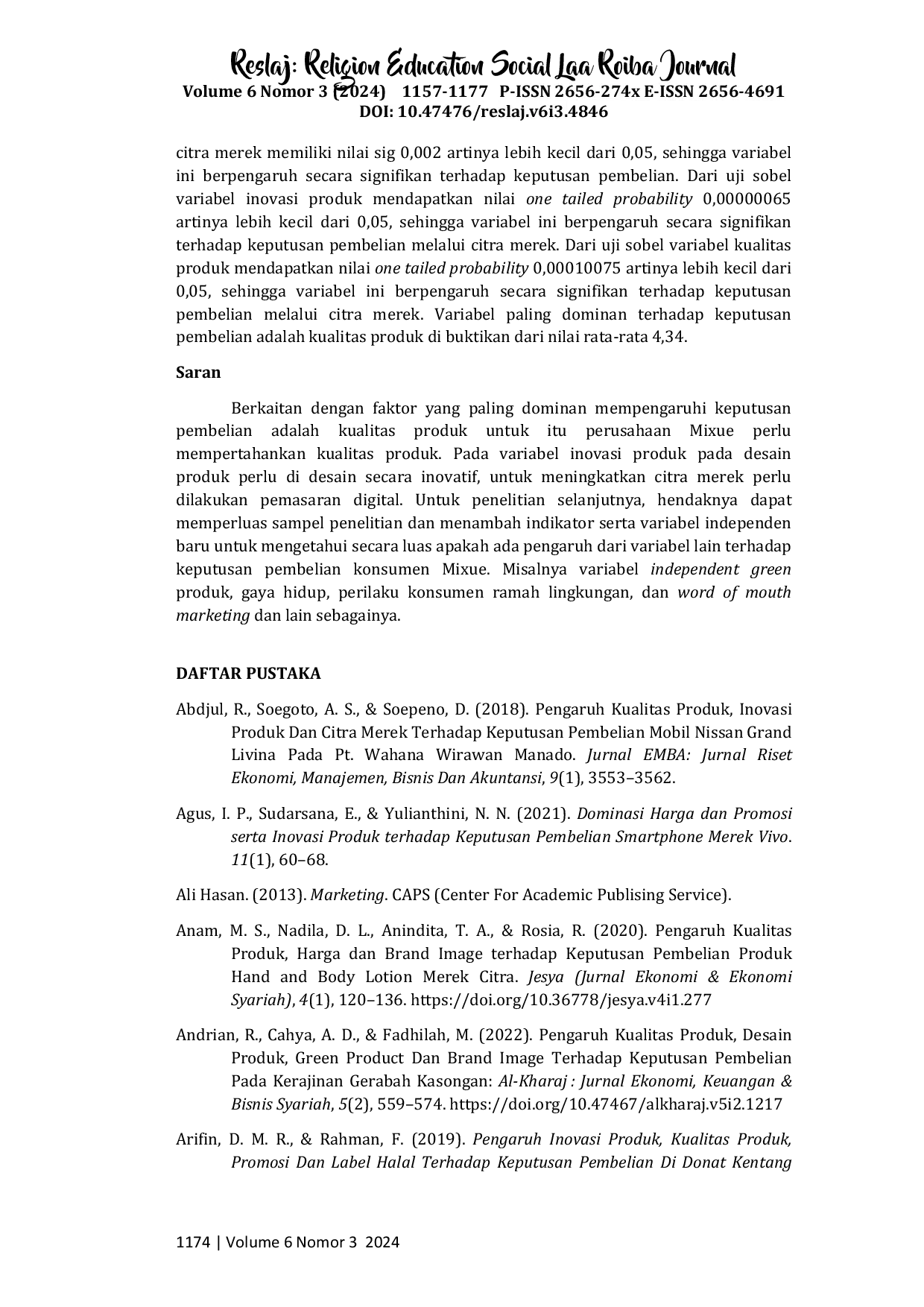 JURIS Meningkatkan Keputusan Pembelian Melalui Inovasi Produk Kualitas Produk dan Citra Merek di Mixue Yogyakarta