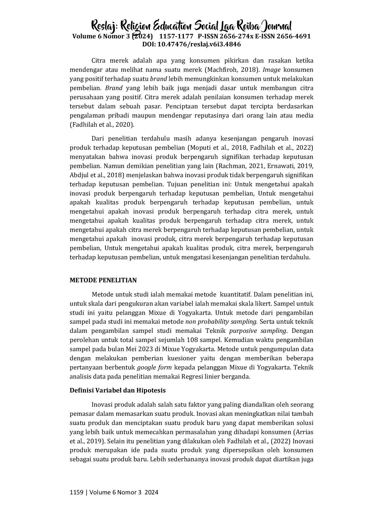 JURIS Meningkatkan Keputusan Pembelian Melalui Inovasi Produk Kualitas Produk dan Citra Merek di Mixue Yogyakarta