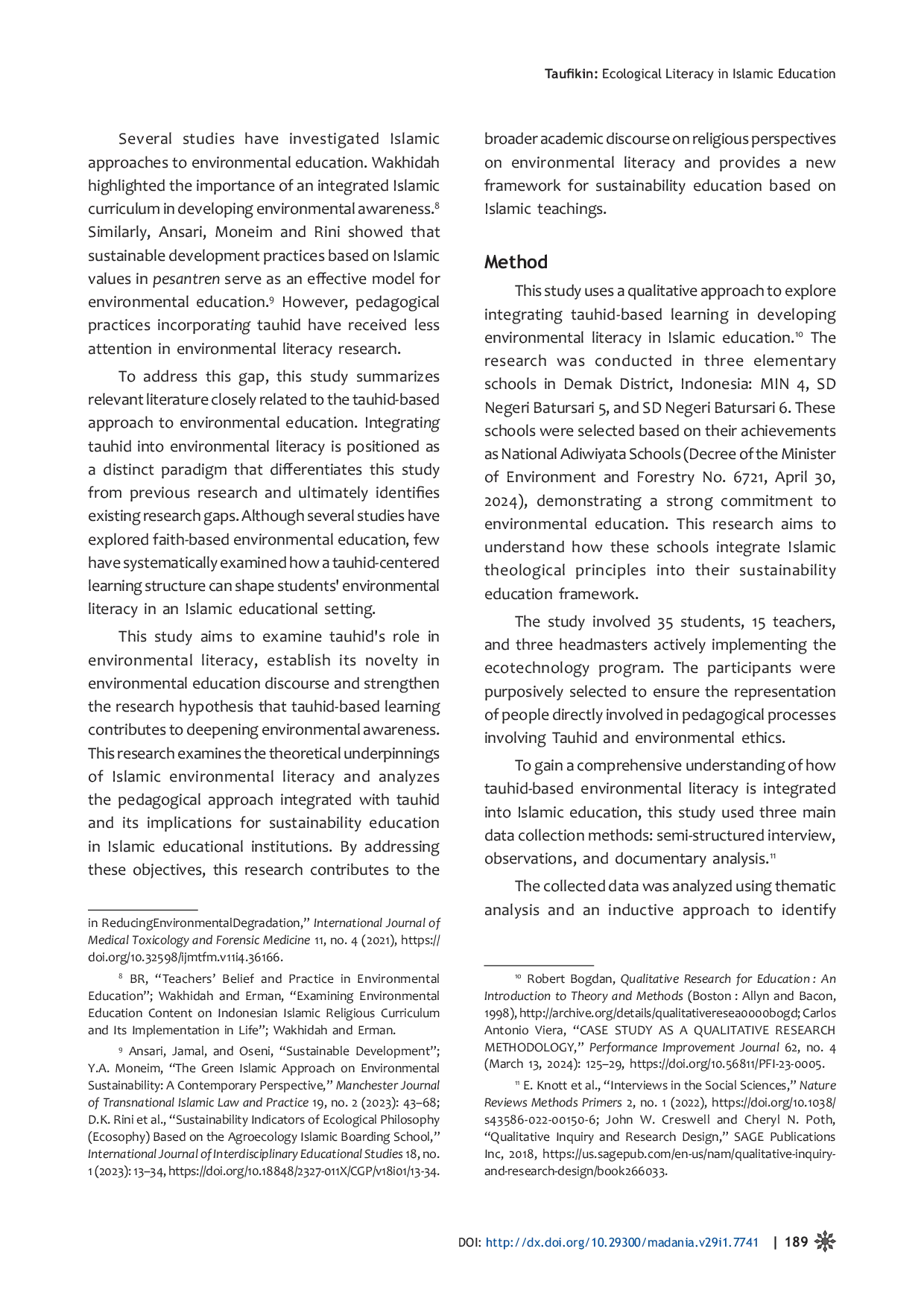 JURIS Ecological Literacy in Islamic Education Strengthening Environmental Awareness Through Tauhid Based Learning