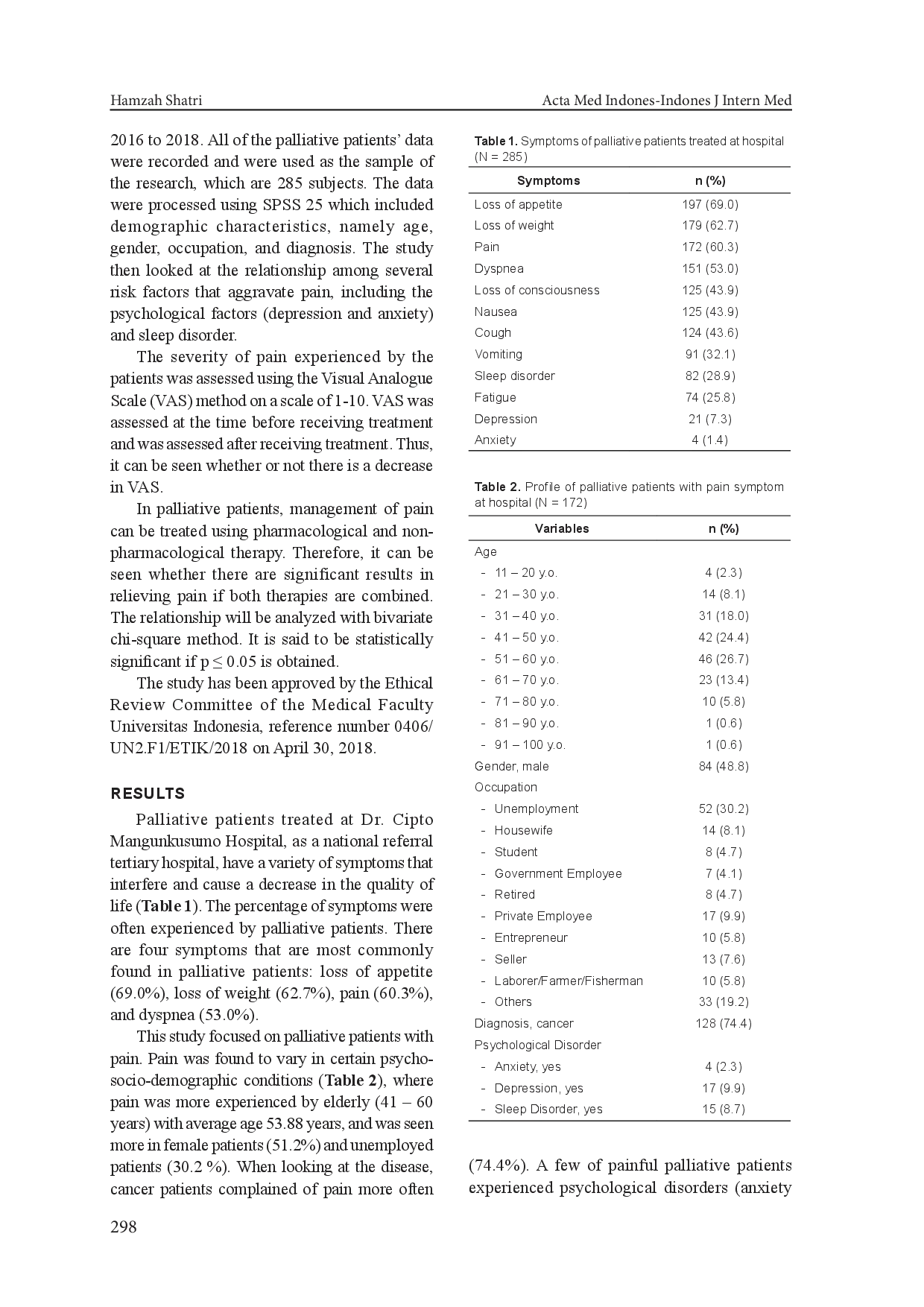 juris Faktor yang Berhubungan dengan Nyeri pada Pasien Paliatif dan Peran Layanan Spiritual dalam Pengelolaan Nyeri