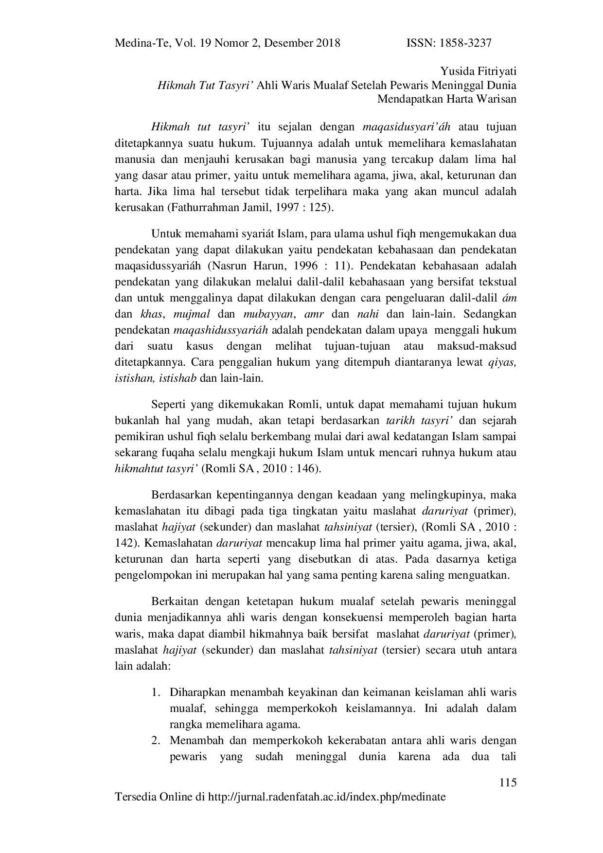 JURIS Hikmah Tut Tasyri Ahli Waris Mualaf Setelah Pewaris Meninggal Dunia Mendapatkan Harta Warisan