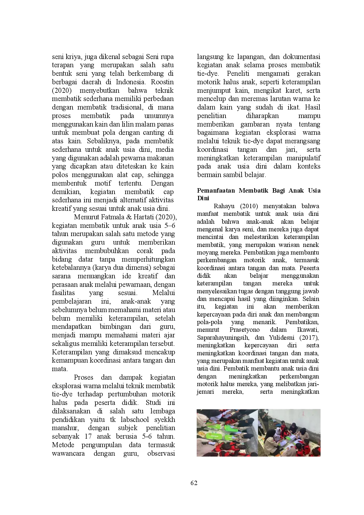 juris Warna Pemanfaatan Membatik Tie Dye Sebagai Stimulasi Perkembangan Motorik Halus Anak Usia Dini