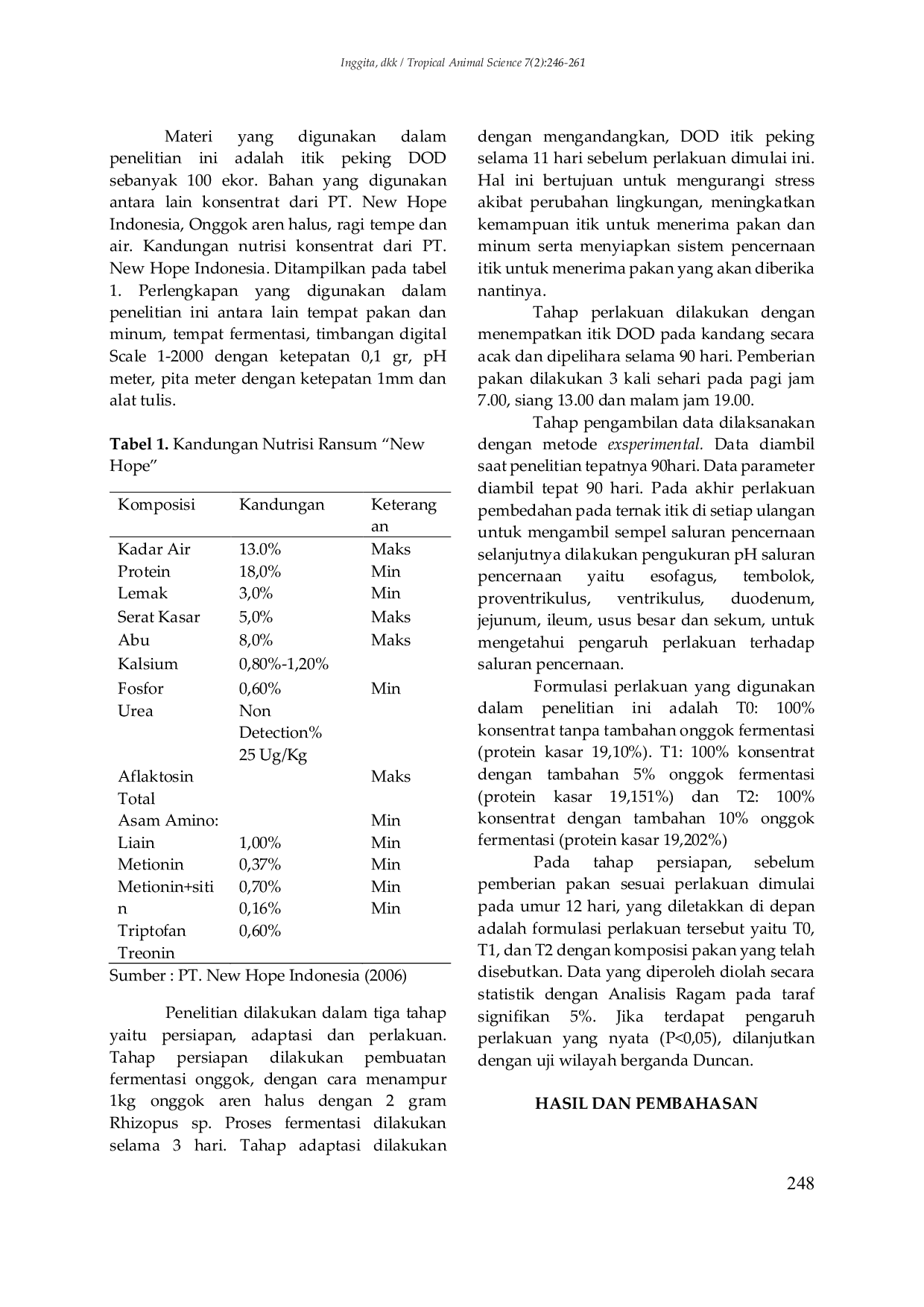 JURIS Pengaruh Pemberian Onggok Fermentasi Terhadap Kondisi Saluran Pencernaan Itik Peking Fase Finisher Umur 90 Hari