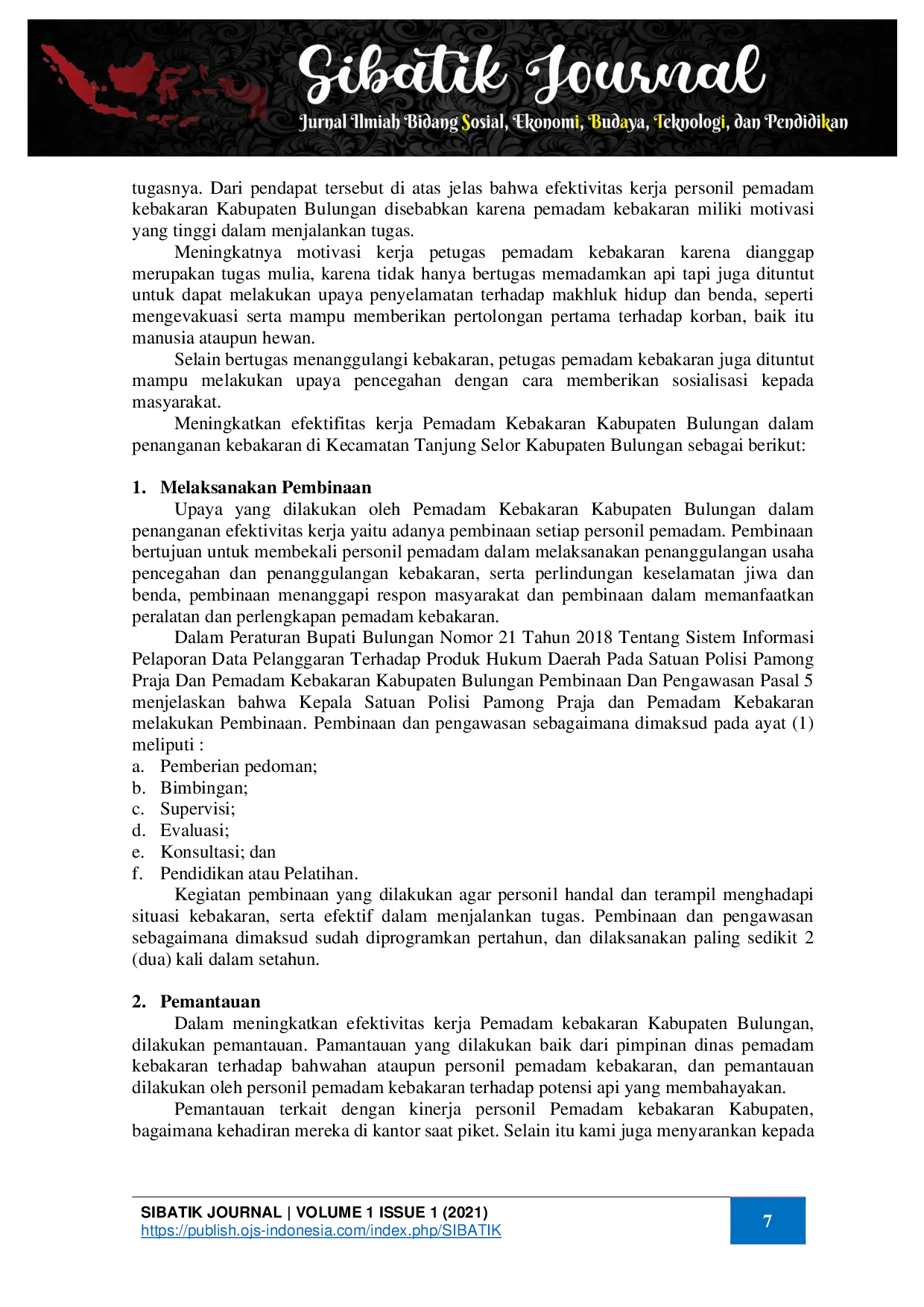 juris Kinerja Petugas Pemadam Kebakaran Kabupaten Bulungan Dalam Penanganan Kebakaran Di Kecamatan Tanjung Selor Kabupaten Bulungan