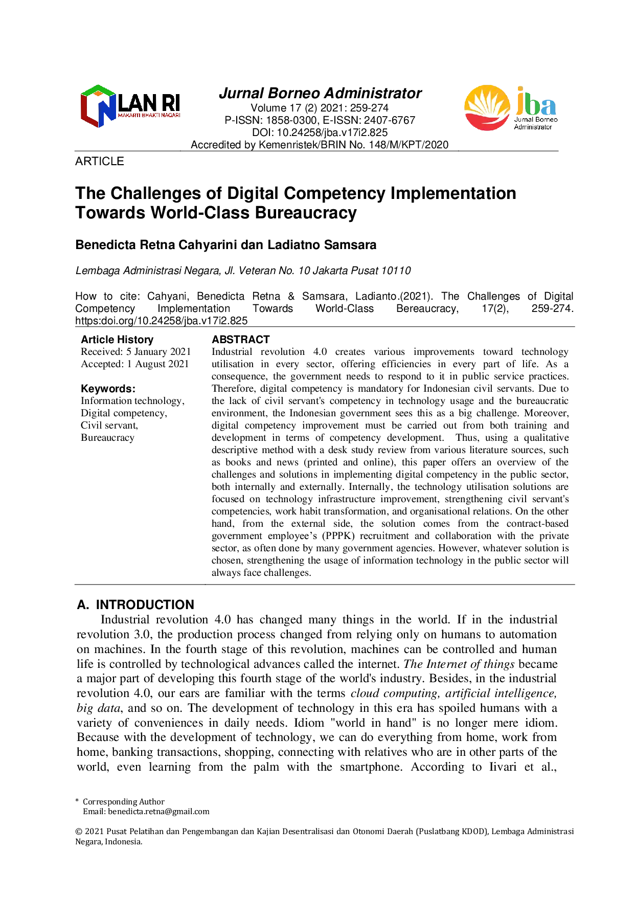 JURIS The Challenges of Digital Competency Implementation Towards World Class Bureaucracy