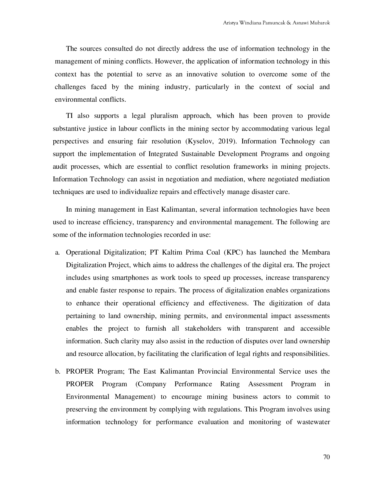 JURIS The Influence of Information Technology on Mining Conflicts in East Kalimantan