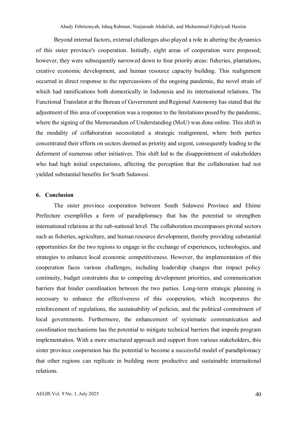 JURIS Sub National Diplomacy Strategy South Sulawesi Ehime Prefecture Opportunities and Challenges Study