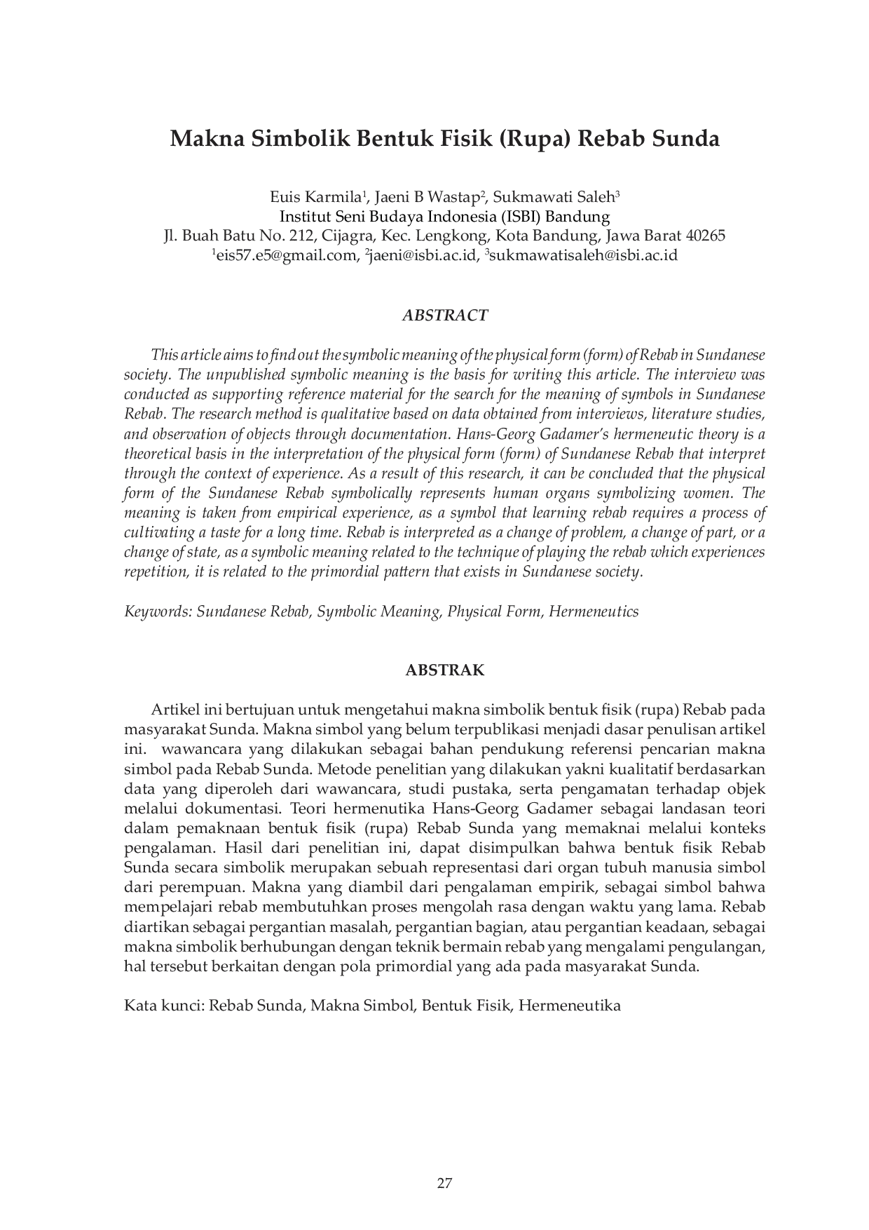 JURIS Makna Simbolik Bentuk Fisik Rupa Rebab Sunda