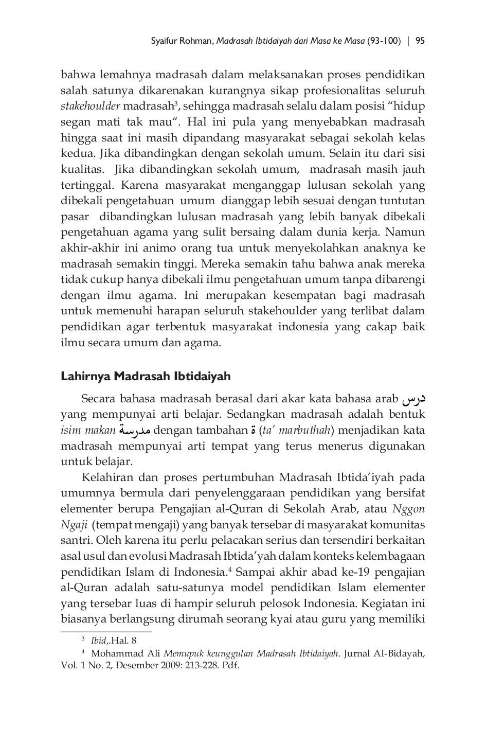 JURIS Madrasah Ibtidaiyah Dari Masa Ke Masa Kajian Historis Tentang Madrasah Ibtidaiyah