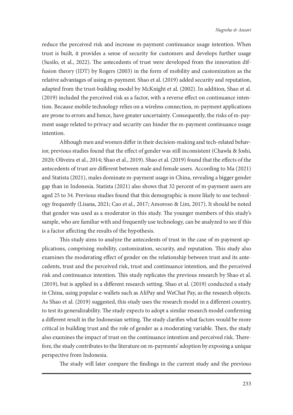juris The Role of Trust on the Continuance Usage Intention of Indonesian Mobile Payment Application