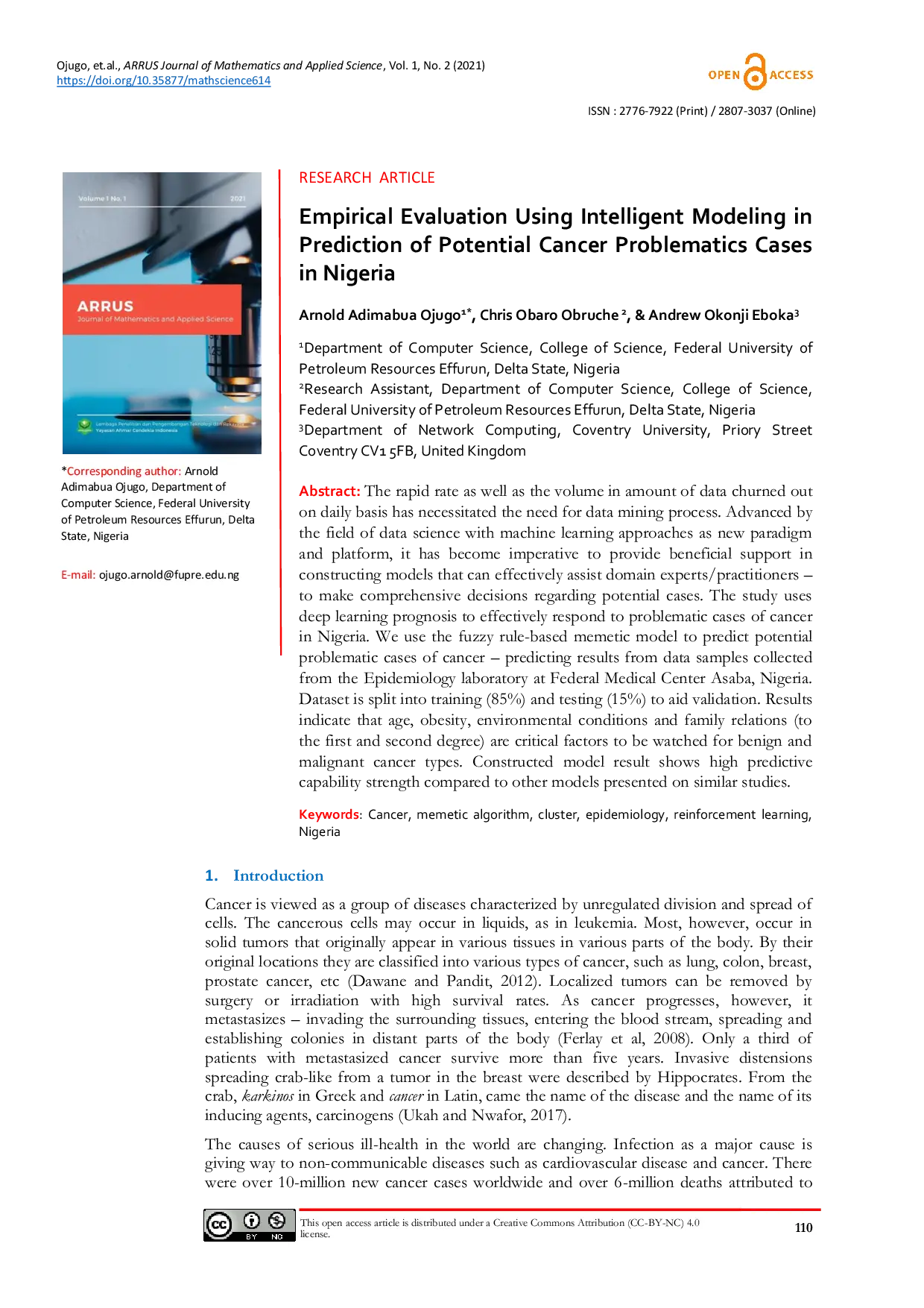 JURIS Empirical Evaluation for Intelligent Predictive Models in Prediction of Potential Cancer Problematic Cases In Nigeria