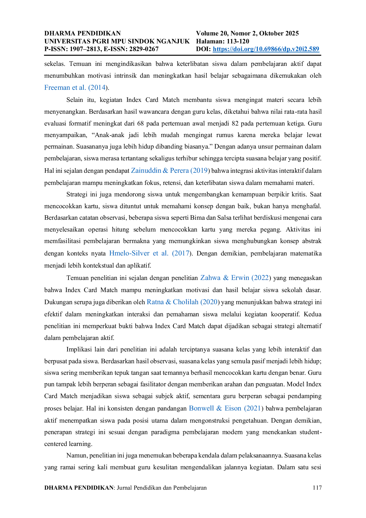 JURIS Strategi Active Learning Tipe Index Card Match Sebagai Upaya Peningkatan Pemahaman Konsep Matematika Siswa Kelas III Sd Islam Al Huda 2 Kota Kediri