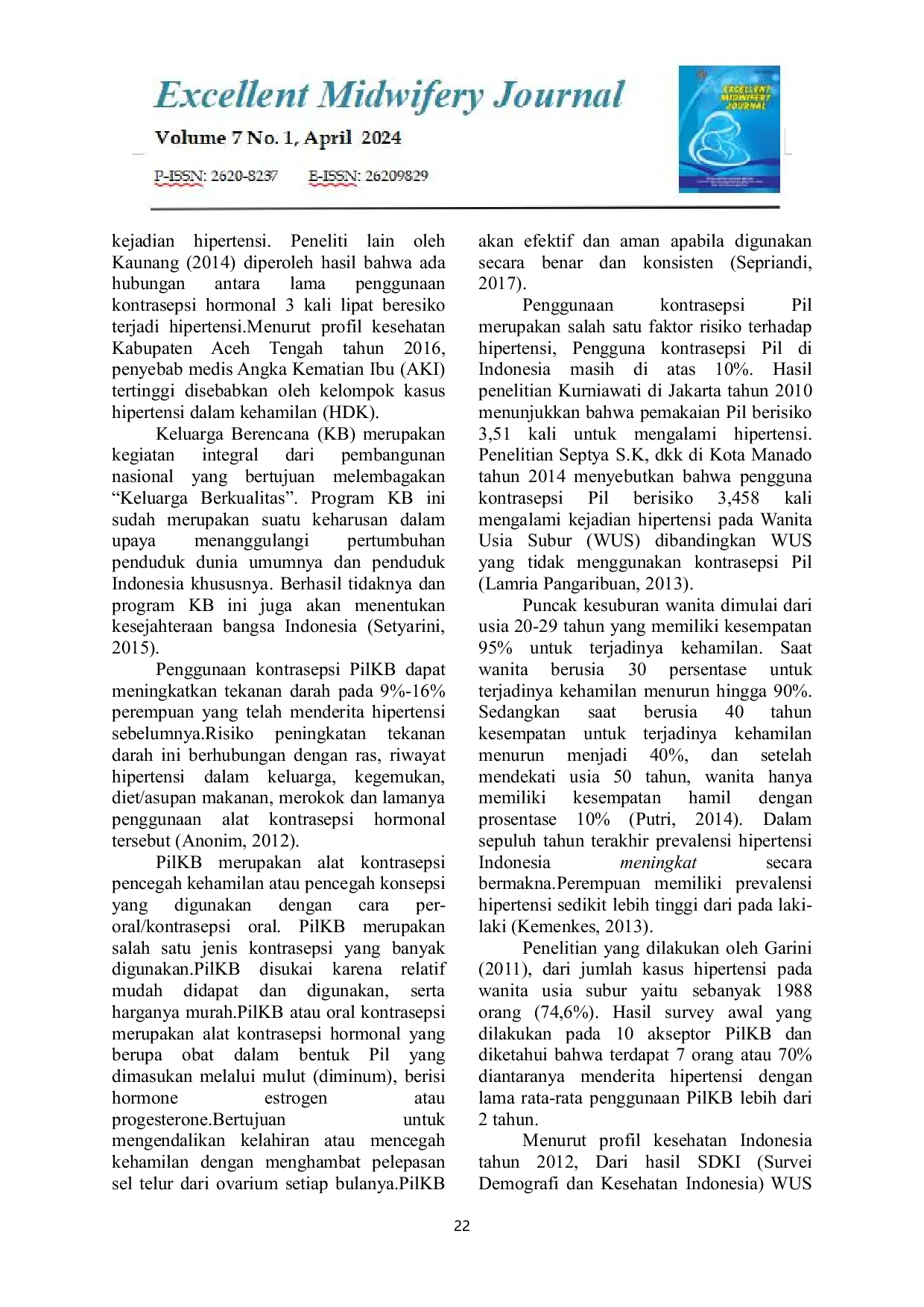 JURIS Hubungan Lama Penggunaan Kontrasepsi Pil Kb Dengan Kejadian Hipertensi Pada Wanita Usia Subur Di Desa Hamparan Perak Kec Hamparan Perak Kab Deli Serdang
