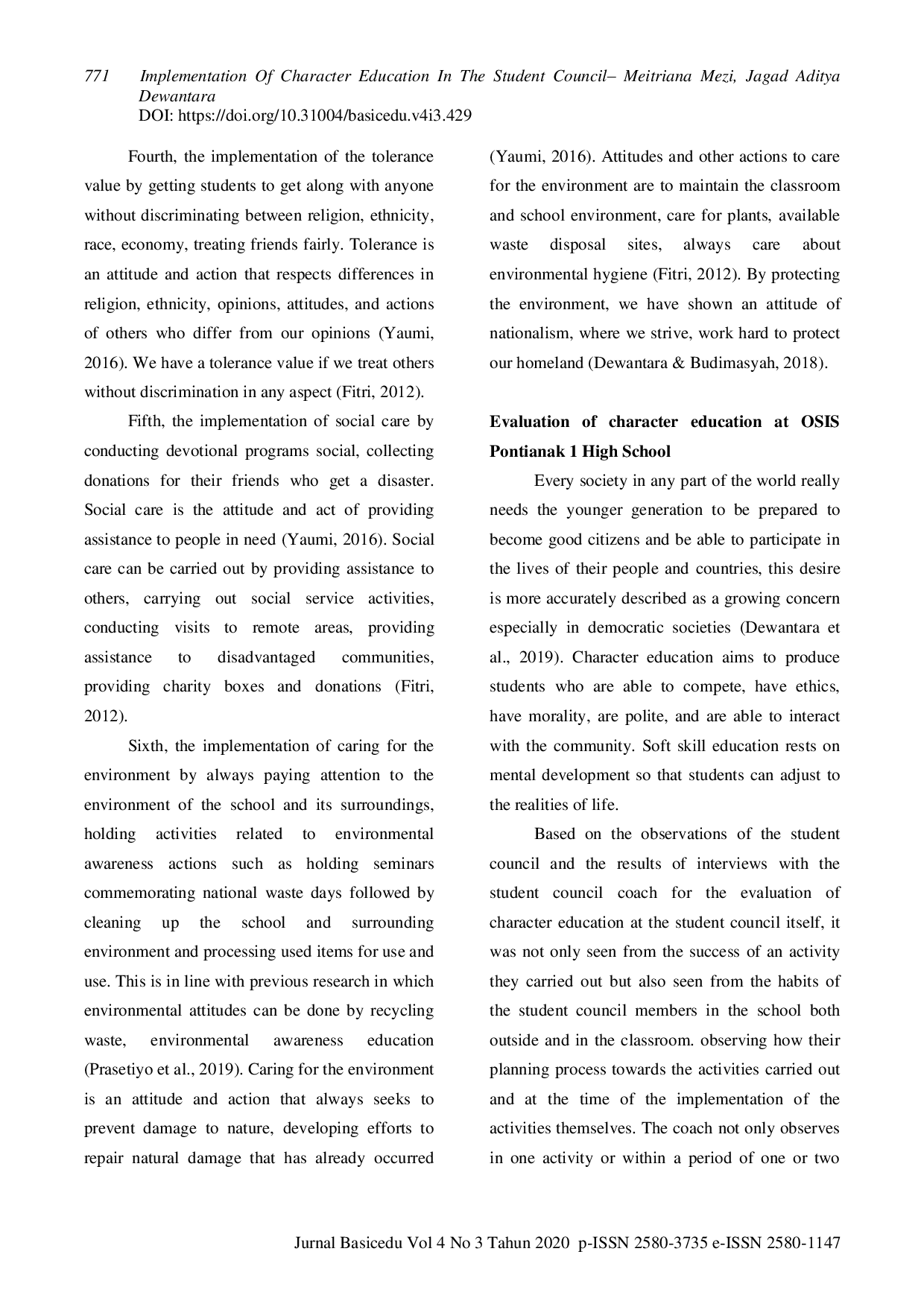 JURIS Implementation Of Character Education In The Student Council