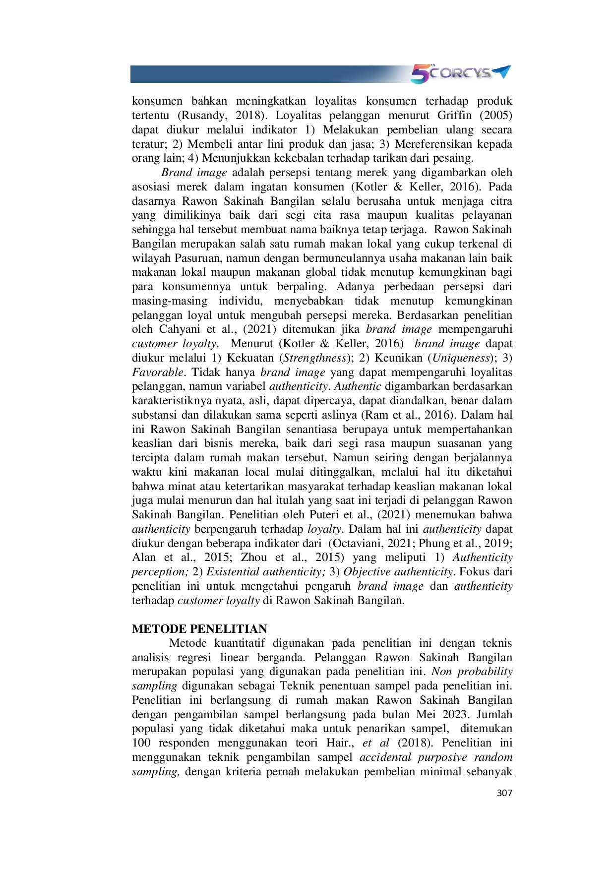 JURIS Pengaruh Brand Image Dan Authenticity Kuliner Lokal Terhadap Customer Loyalty Pada Rawon Khas Pasuruan