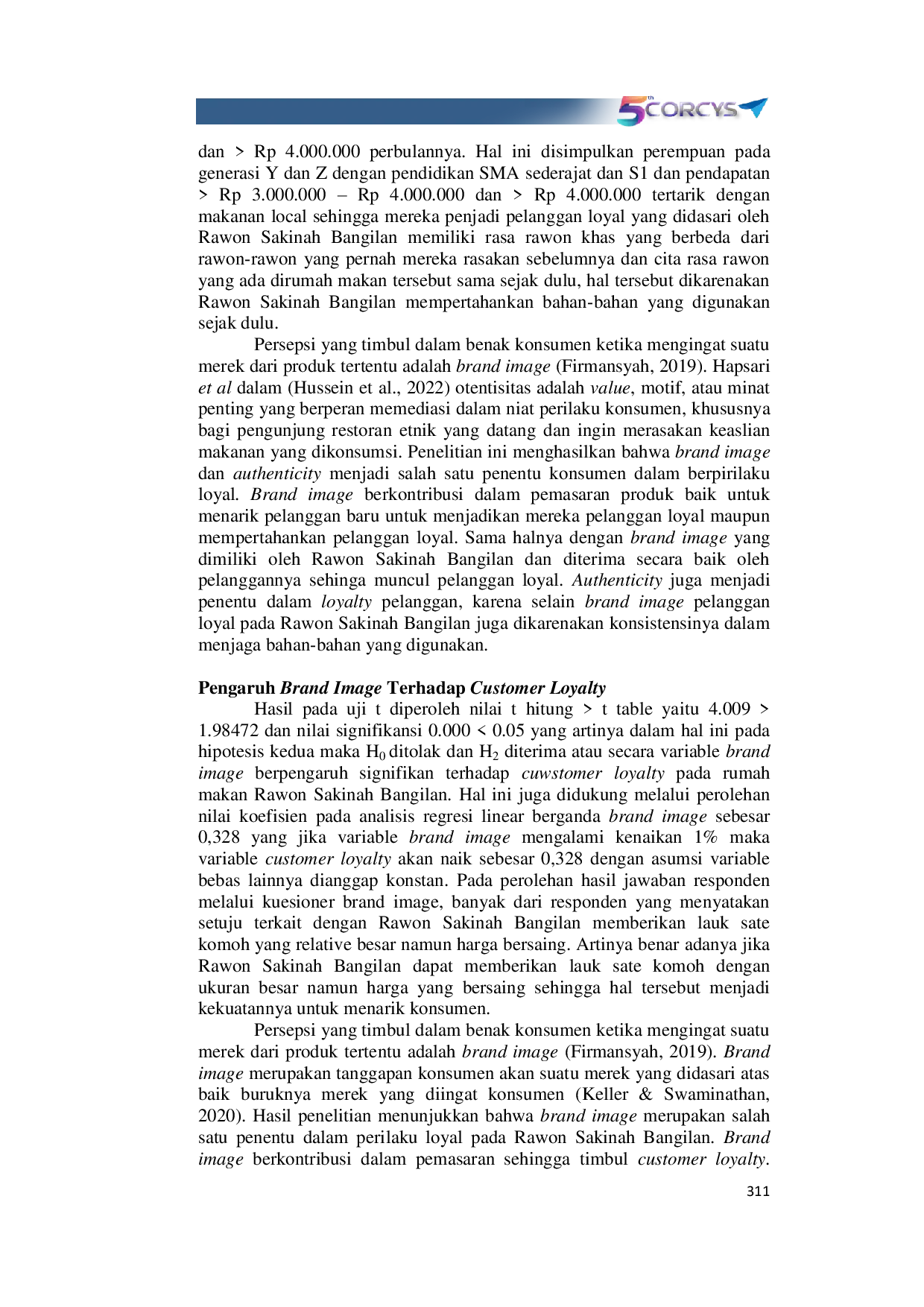 JURIS Pengaruh Brand Image Dan Authenticity Kuliner Lokal Terhadap Customer Loyalty Pada Rawon Khas Pasuruan