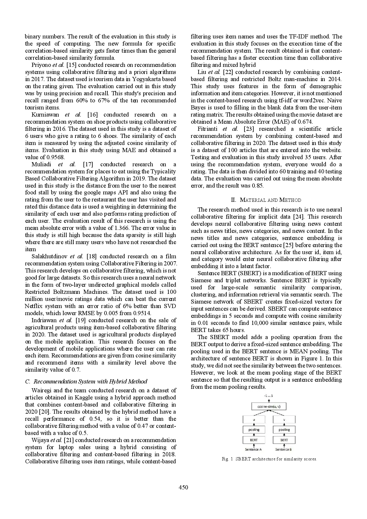 juris Neural Collaborative with Sentence BERT for News Recommender System