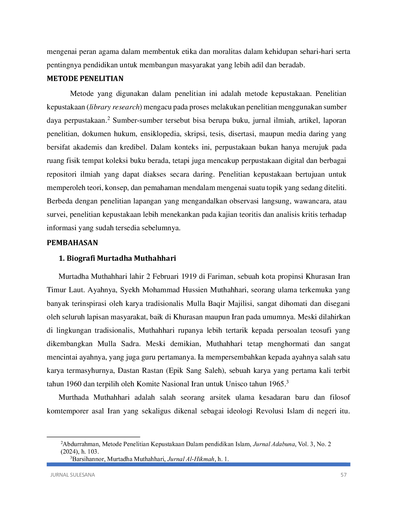 JURIS Pemikiran Etika Murtada Muthahhari