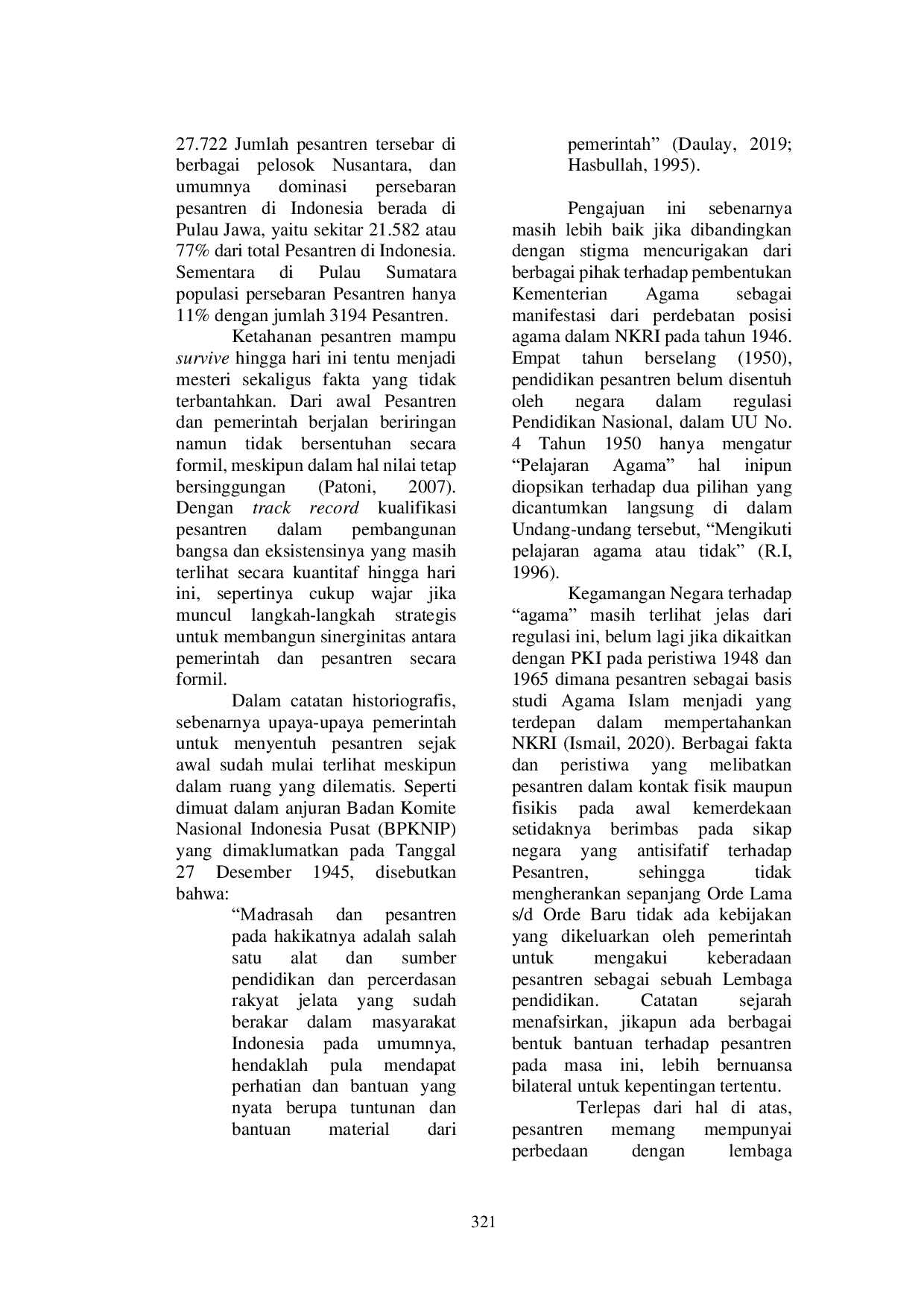 JURIS Dinamika Pesantren Studi Futuristic Transformasi Tansmisi Sistem Pesantren di Mandailing Natal