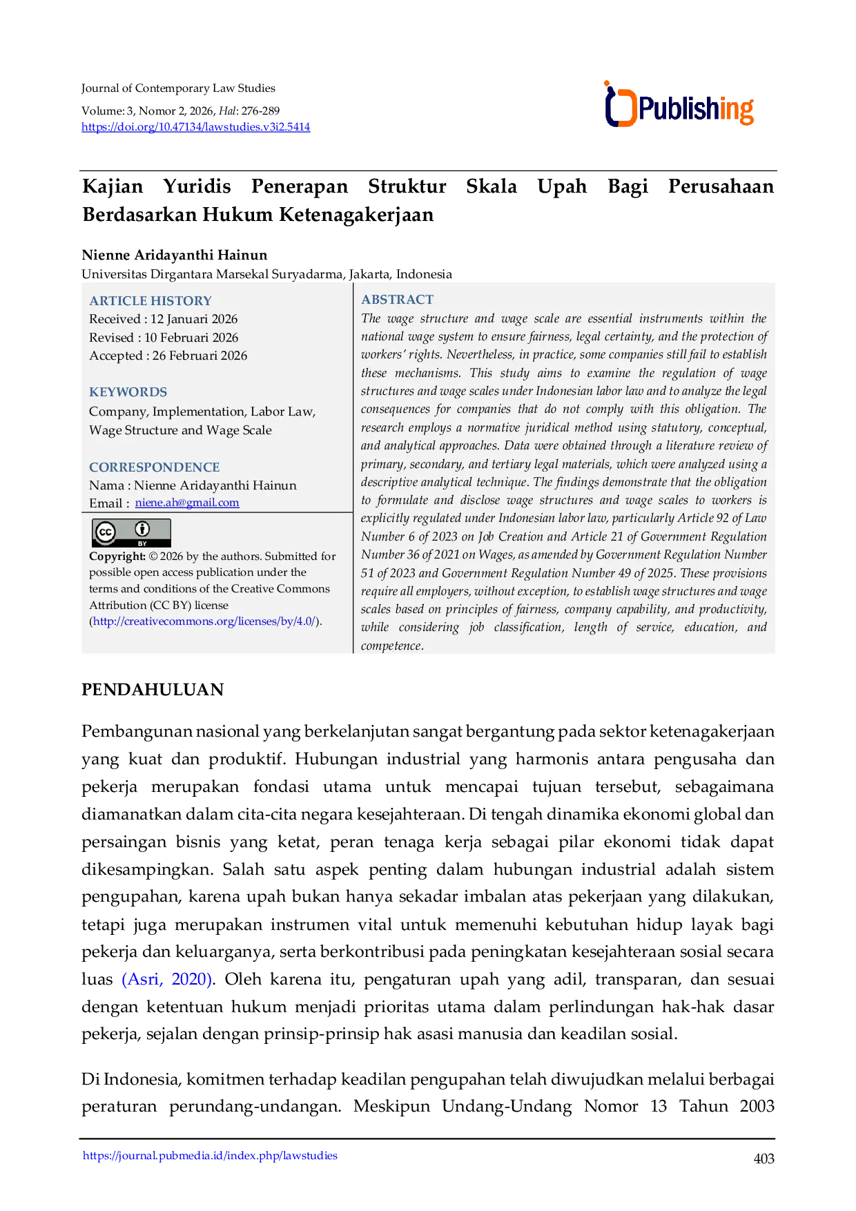 JURIS Kajian Yuridis Penerapan Struktur Skala Upah Bagi Perusahaan Berdasarkan Hukum Ketenagakerjaan