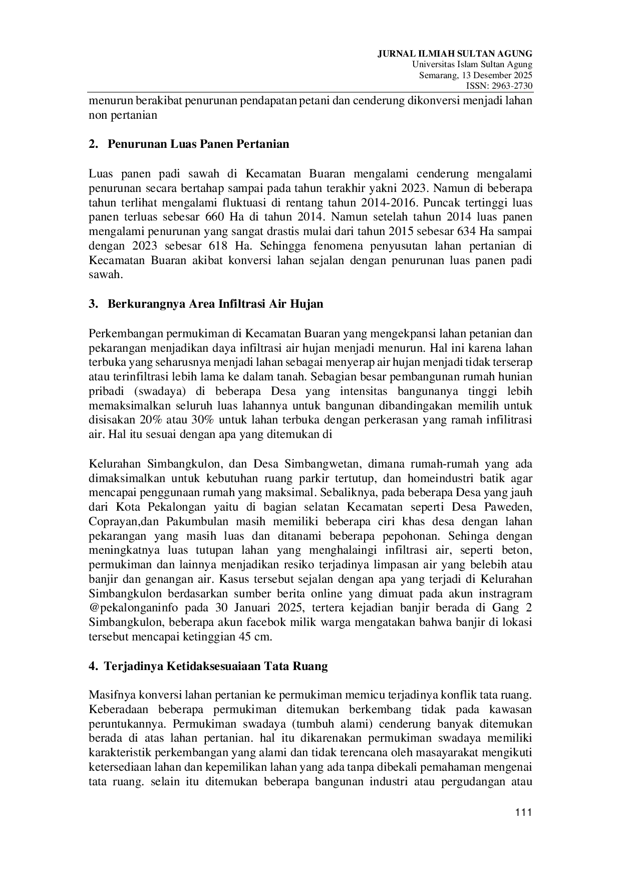 JURIS Konversi Lahan Pertanian Ke Permukiman Di Peri Urban Kecamatan Buaran Kabupaten Pekalongan